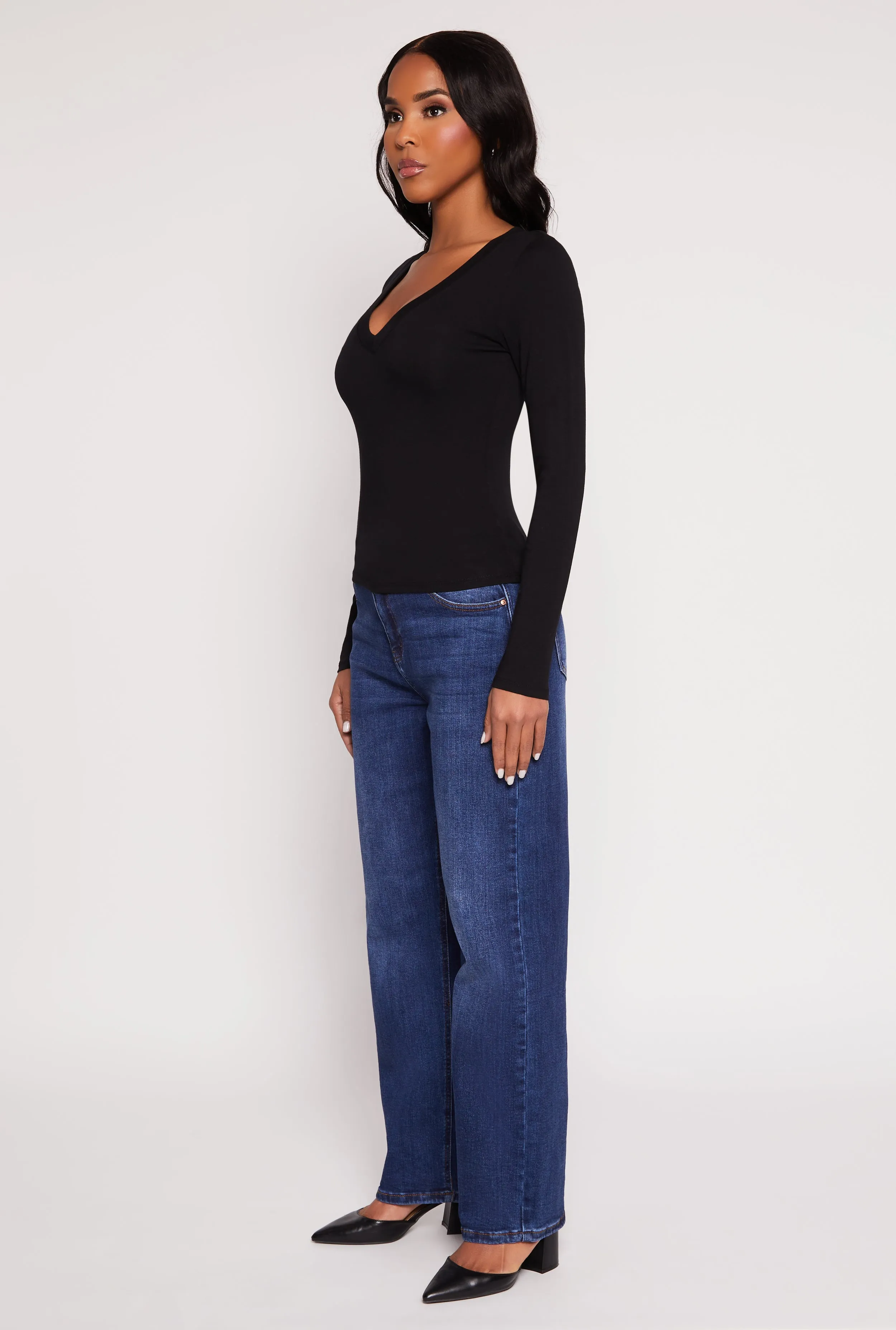 Basic Long Sleeve V Neck Top sold by Rainbow product image thumbnail 3