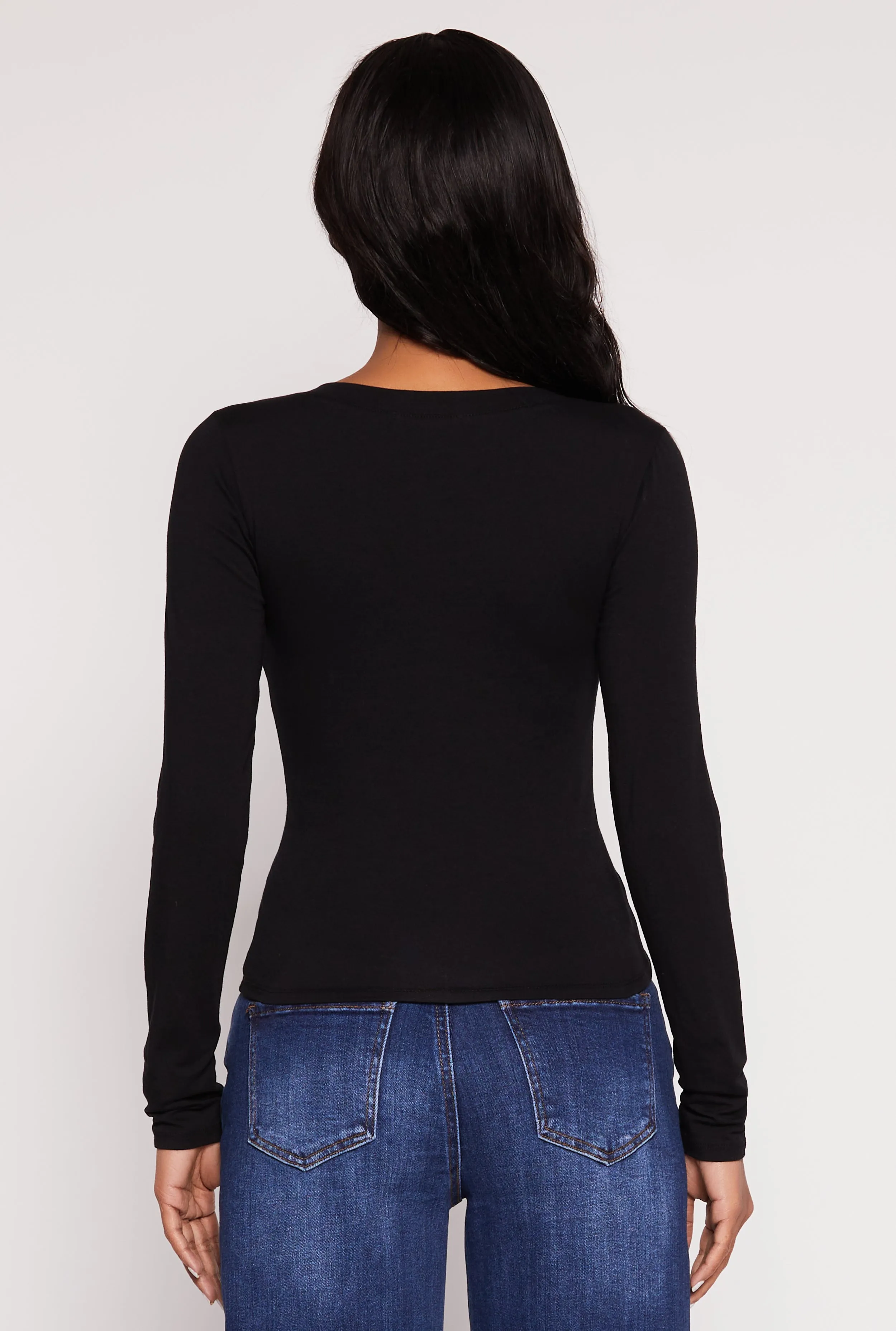 Basic Long Sleeve V Neck Top sold by Rainbow product image thumbnail 5