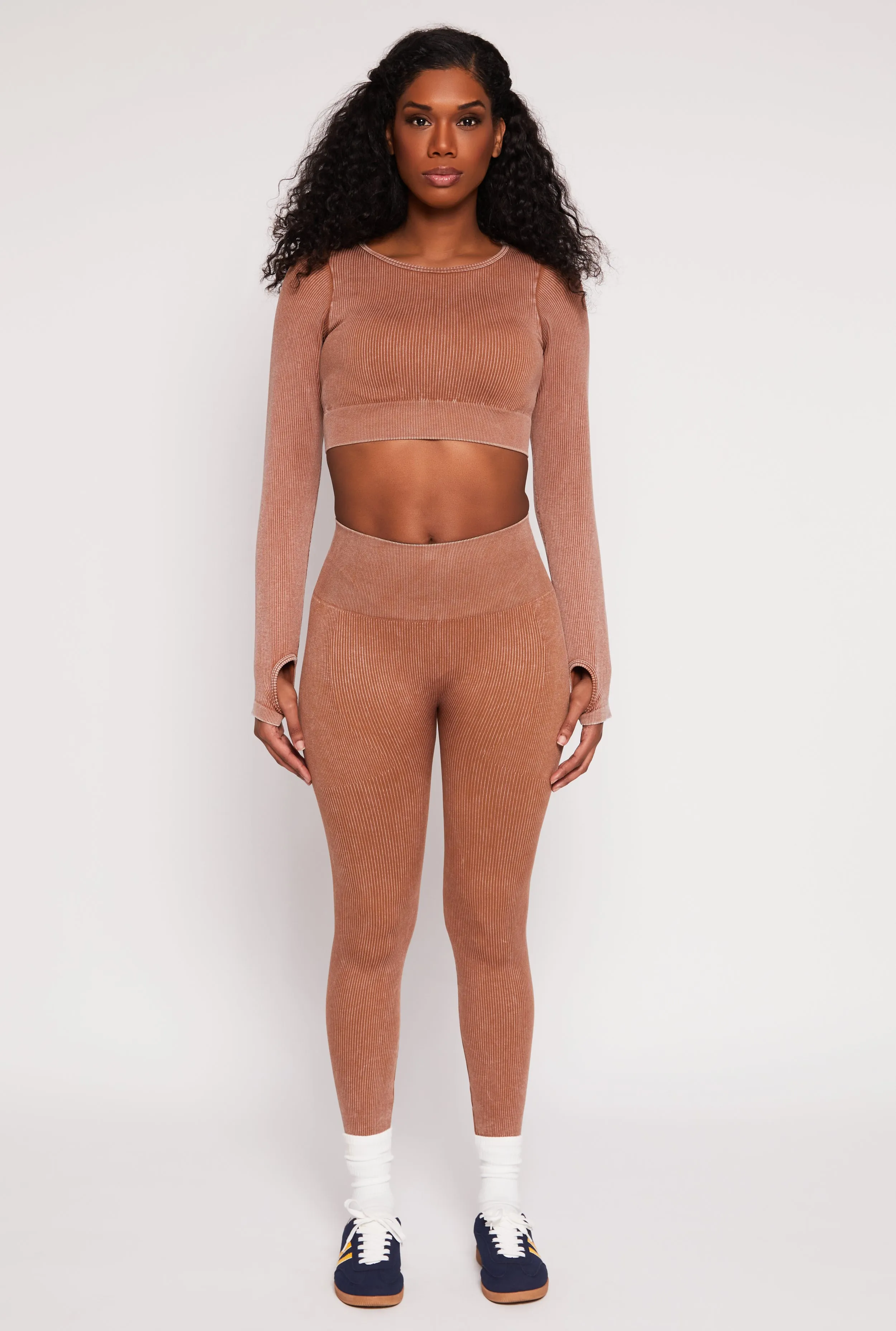 Daisy Ribbed Knit Long Sleeve Crop Top sold by Rainbow product image thumbnail 2