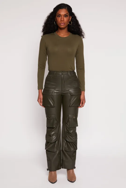 Faux Leather Cargo Pocket Pants sold by Rainbow