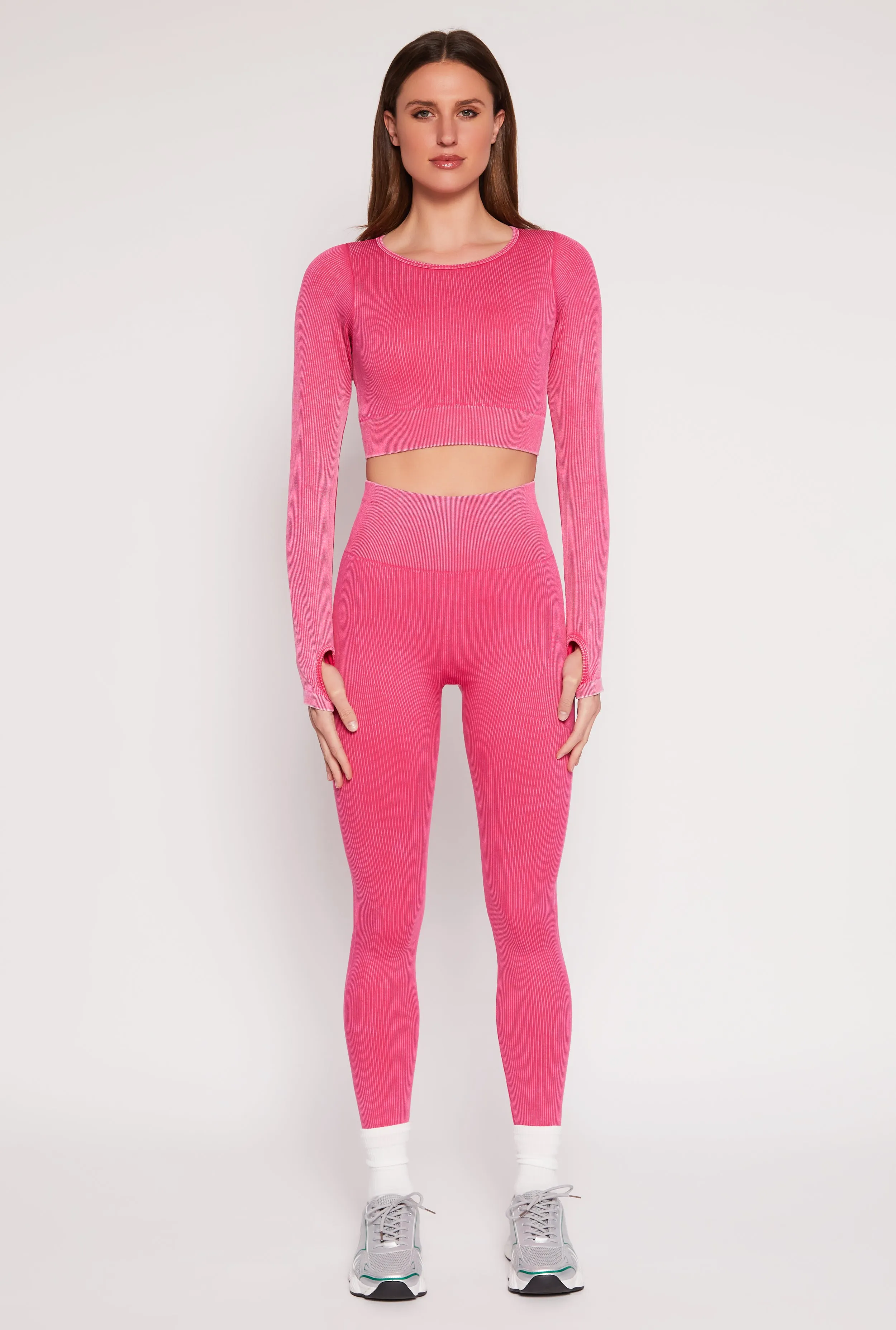 Daisy Ribbed Knit Long Sleeve Crop Top sold by Rainbow product image thumbnail 2