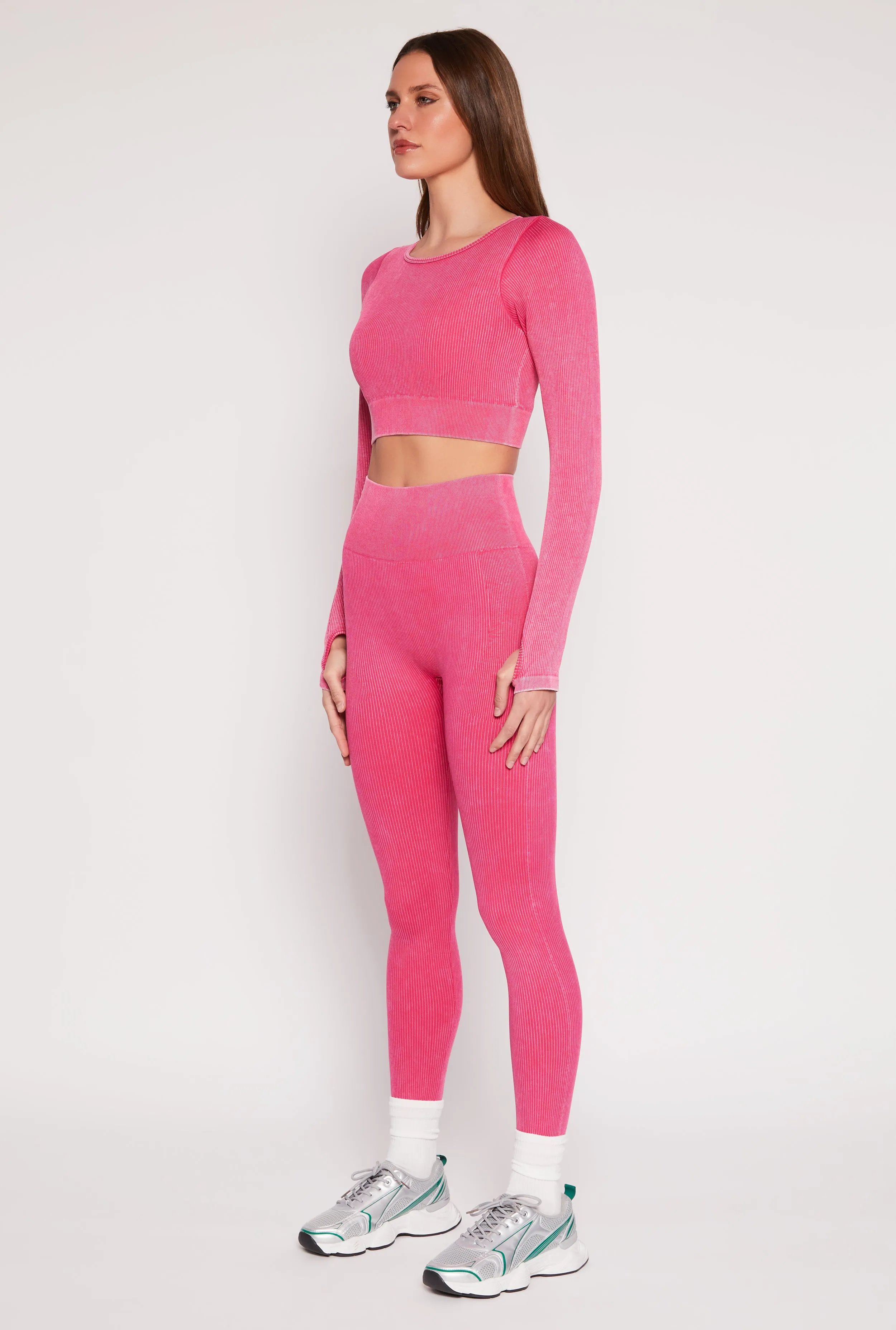 Daisy Ribbed Knit Long Sleeve Crop Top sold by Rainbow product image thumbnail 3