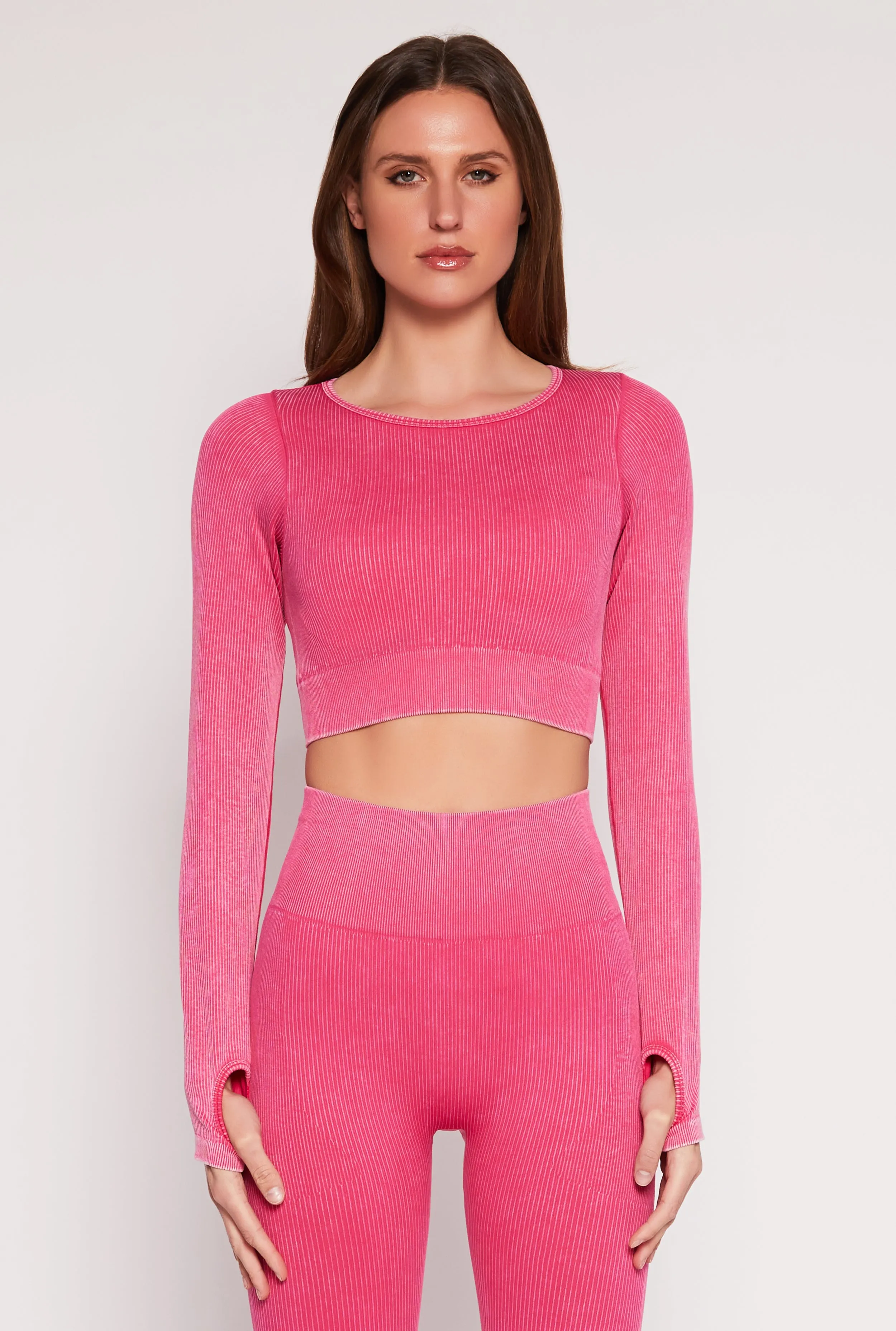 Daisy Ribbed Knit Long Sleeve Crop Top sold by Rainbow