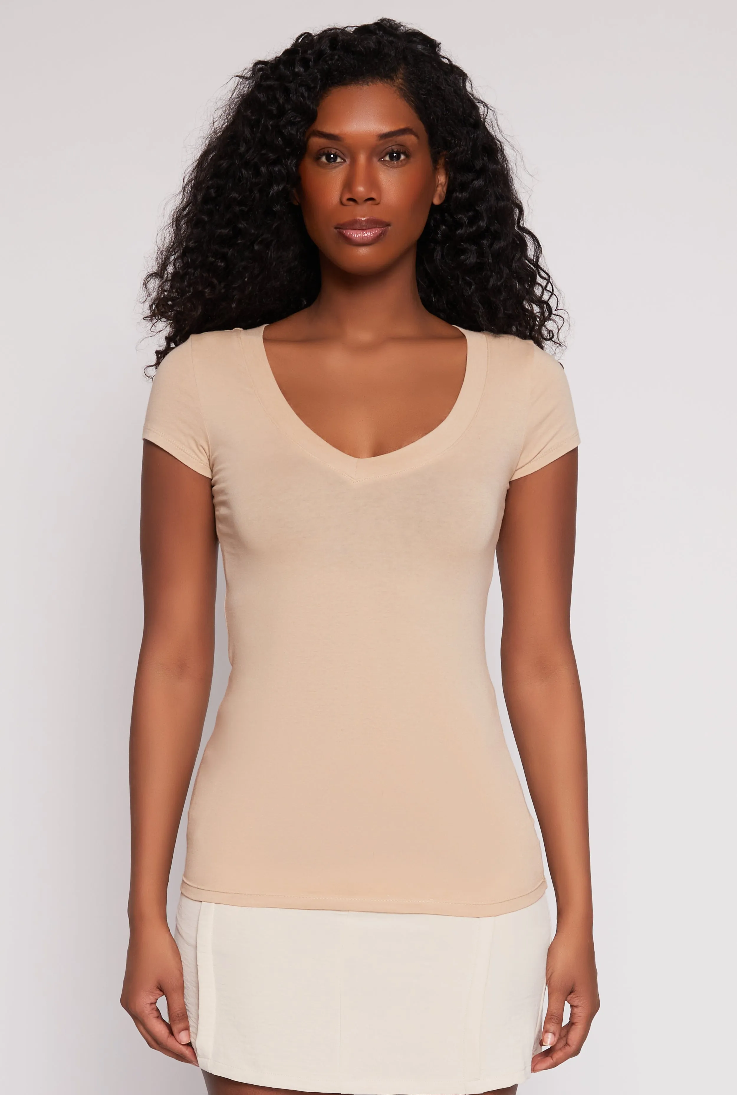 V Neck Basic Short Sleeve Tee sold by Rainbow product image thumbnail 2