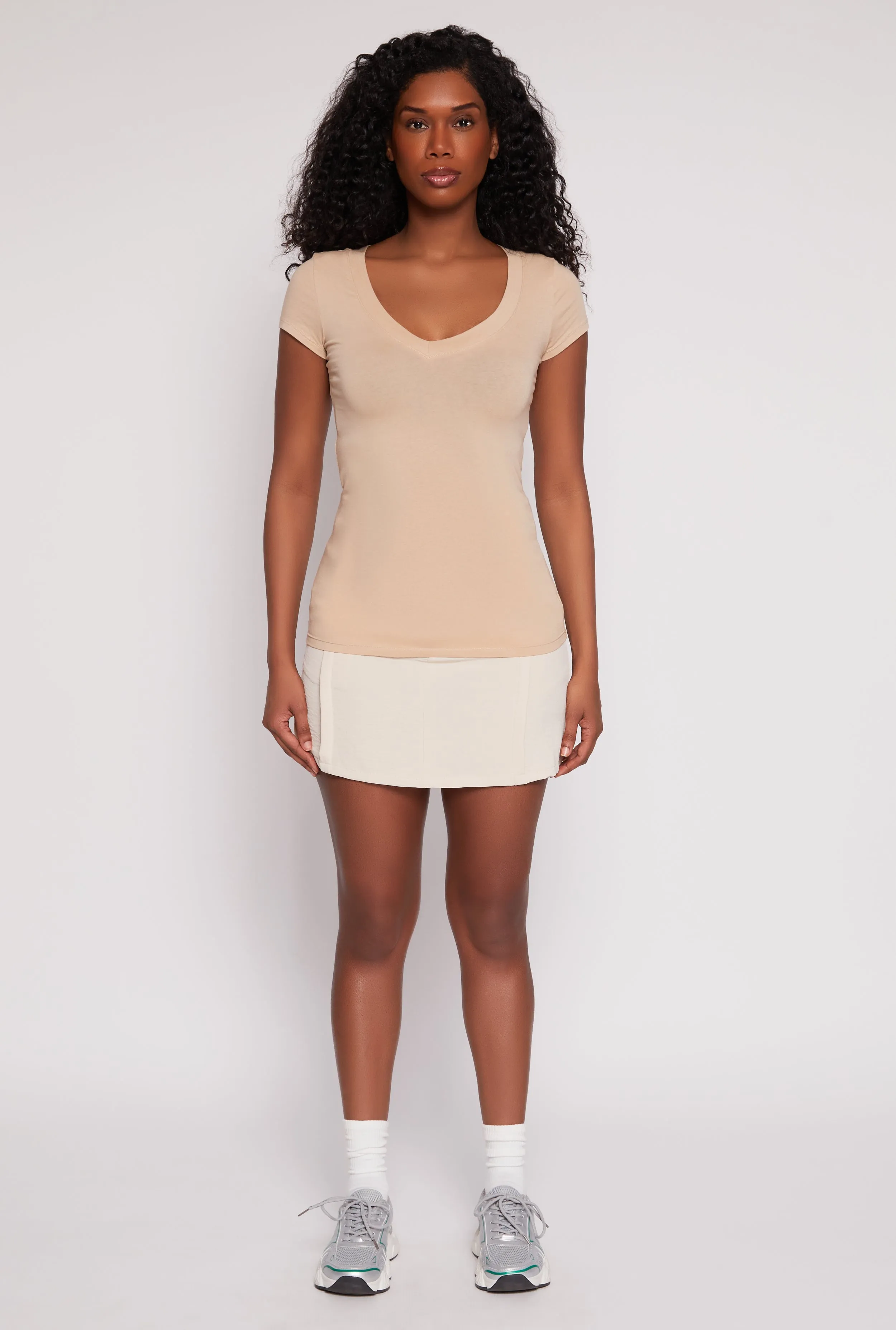 V Neck Basic Short Sleeve Tee sold by Rainbow