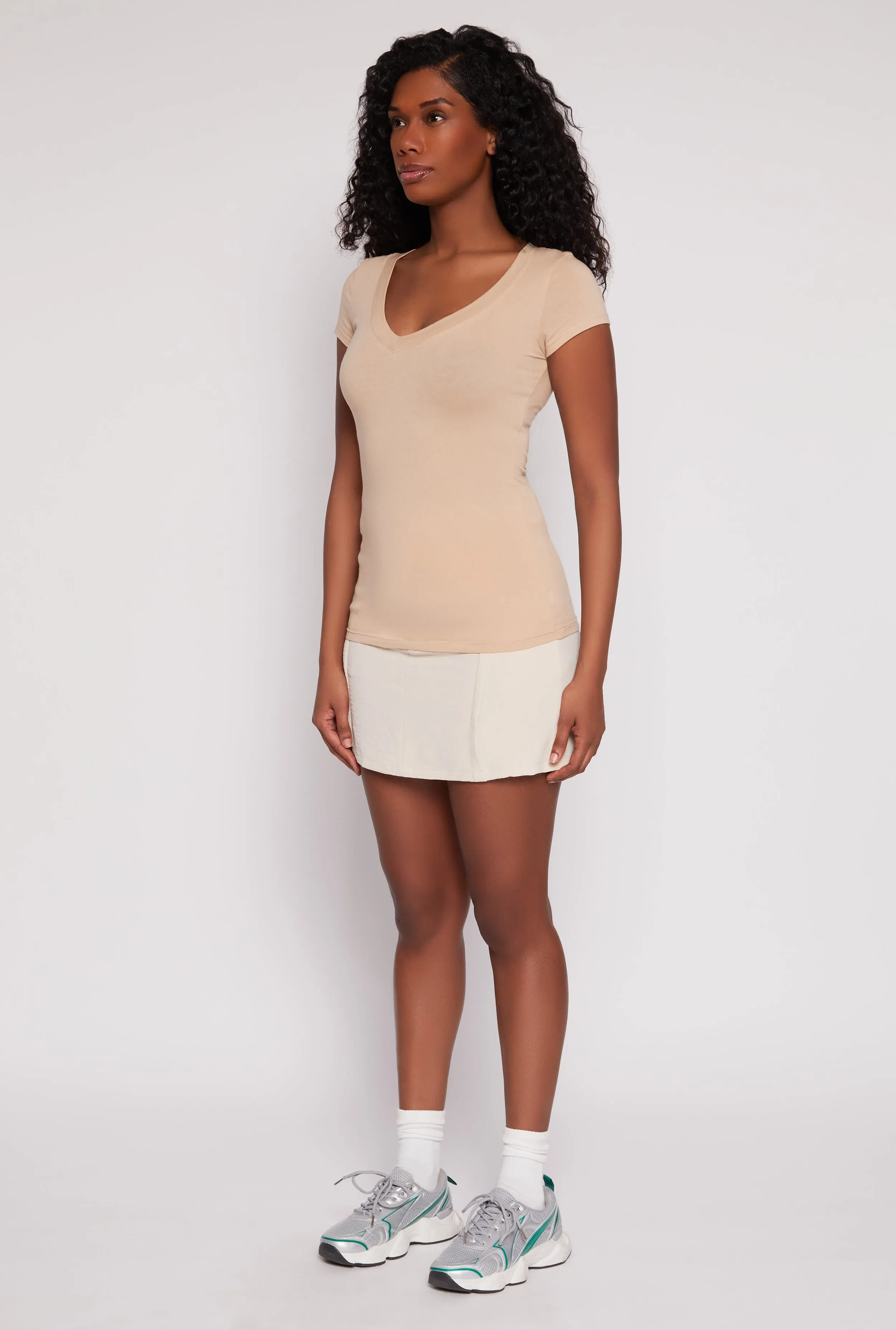 V Neck Basic Short Sleeve Tee sold by Rainbow product image thumbnail 3