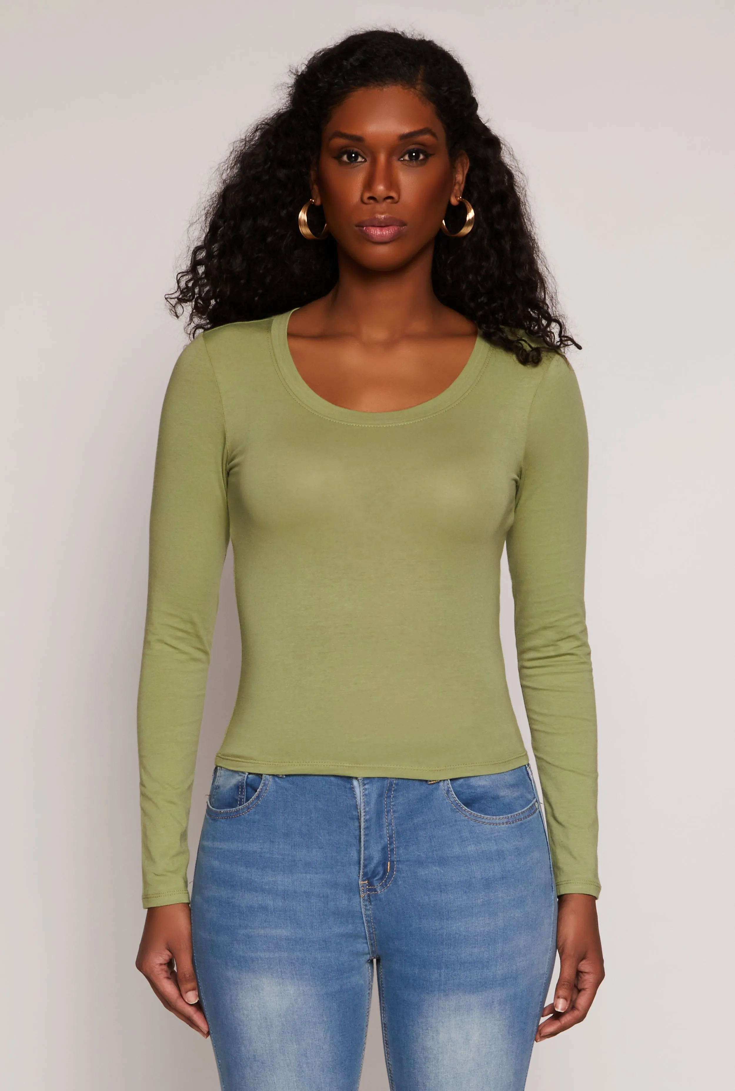 Basic Scoop Neck Long Sleeve Top sold by Rainbow product image thumbnail 2