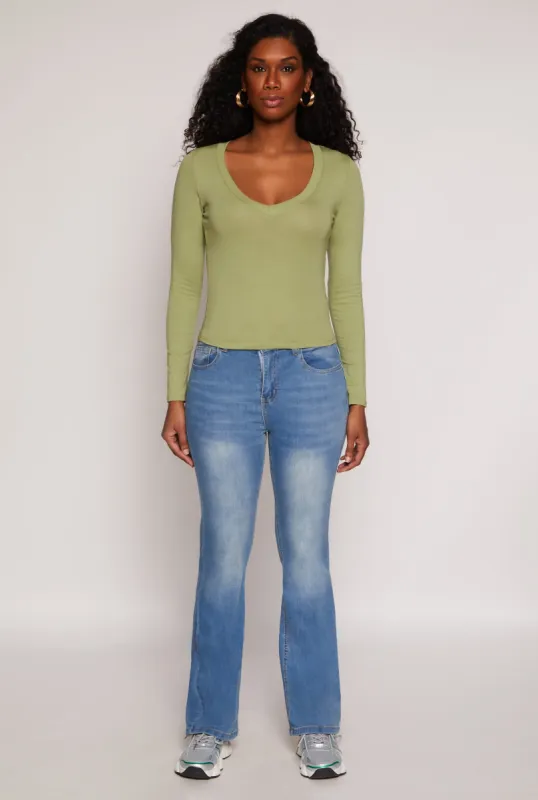 Basic Long Sleeve V Neck Top sold by Rainbow