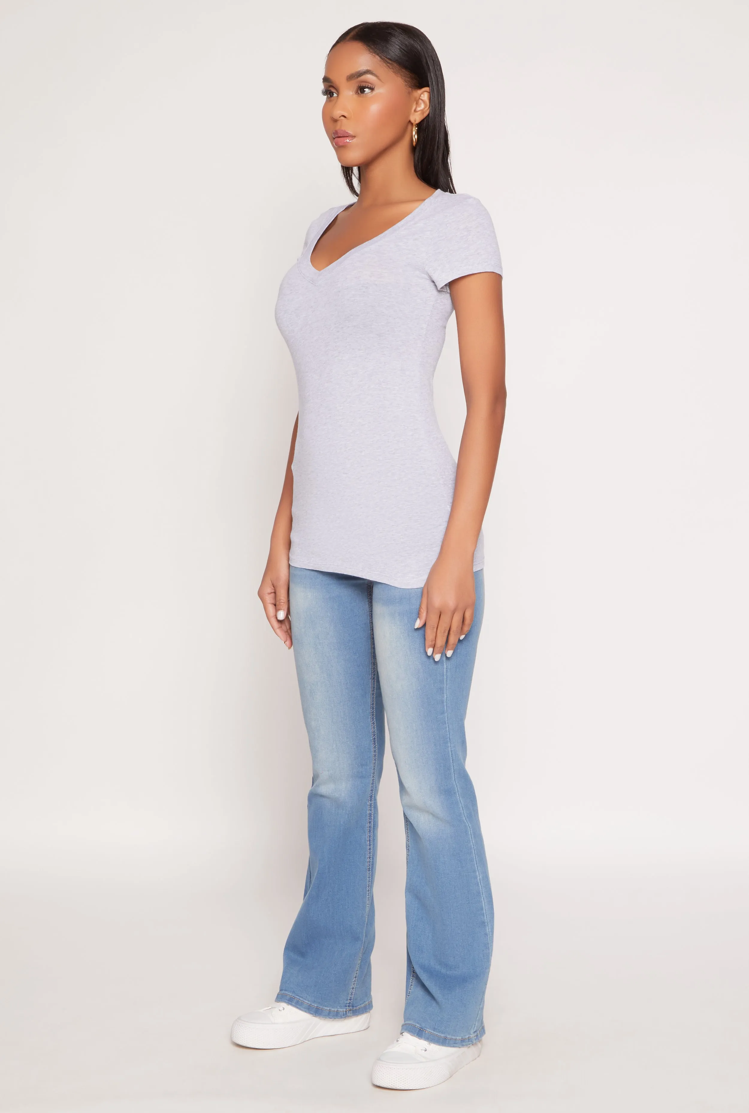 V Neck Basic Short Sleeve Tee sold by Rainbow product image thumbnail 3