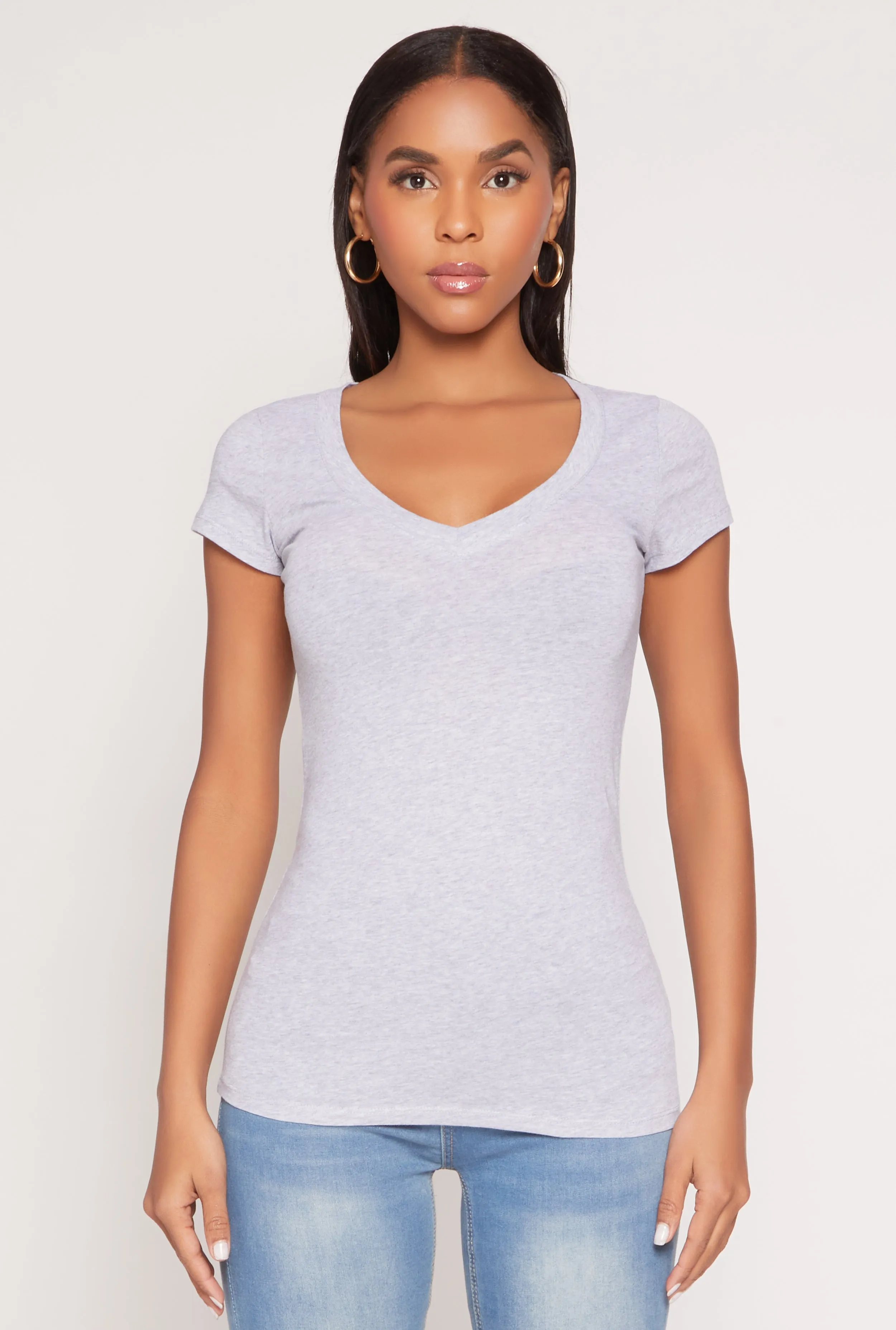 V Neck Basic Short Sleeve Tee sold by Rainbow product image thumbnail 2