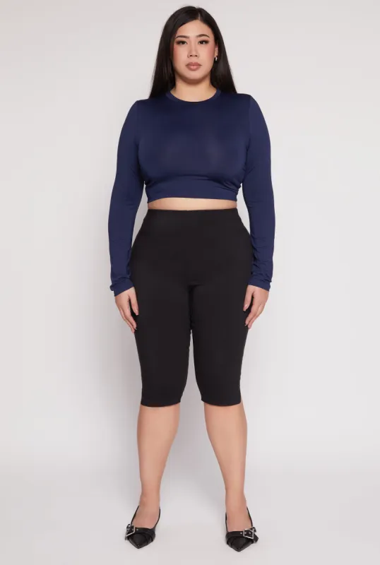 Plus Size Daisy Long Sleeve Crop Top sold by Rainbow