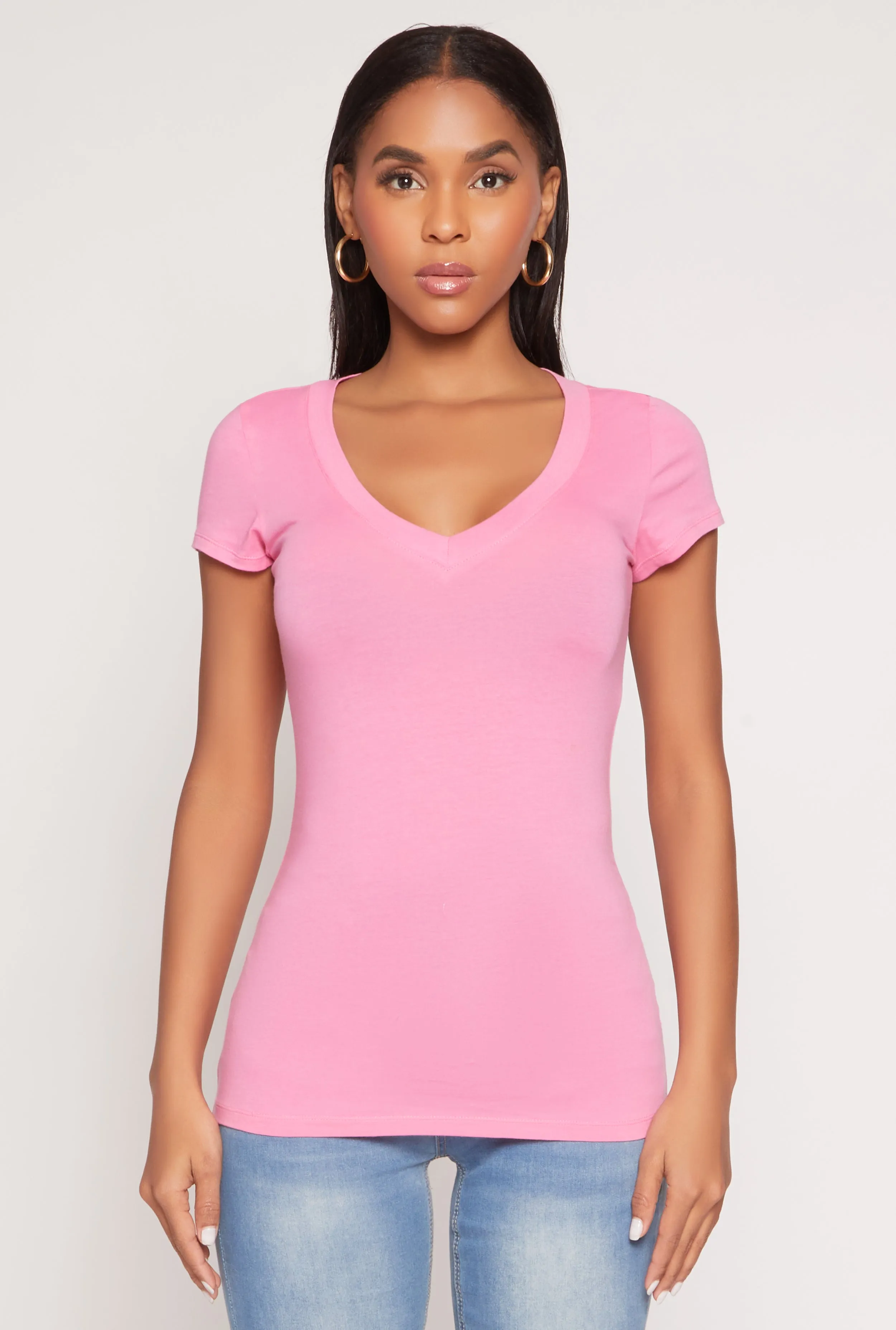 V Neck Basic Short Sleeve Tee sold by Rainbow product image thumbnail 2