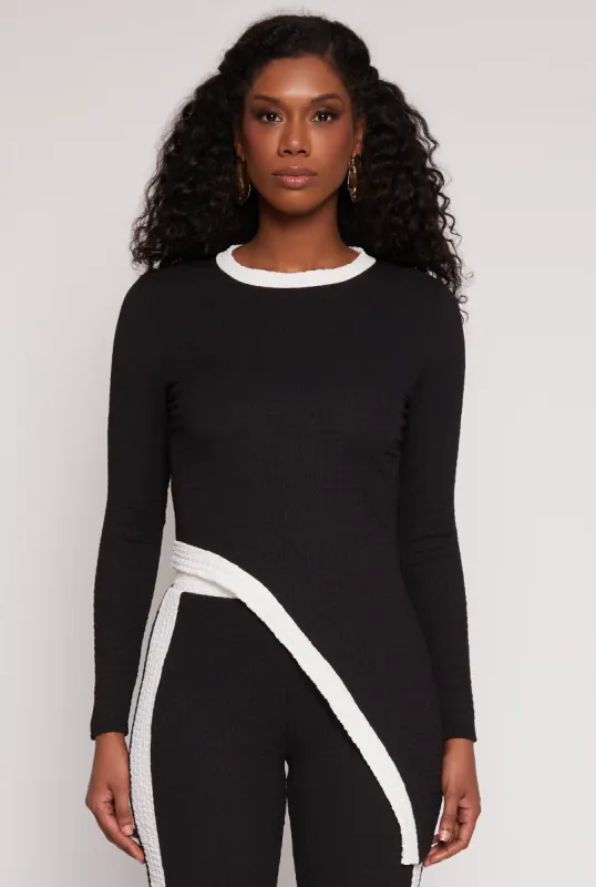 Textured Knit Asymmetrical Top sold by Rainbow