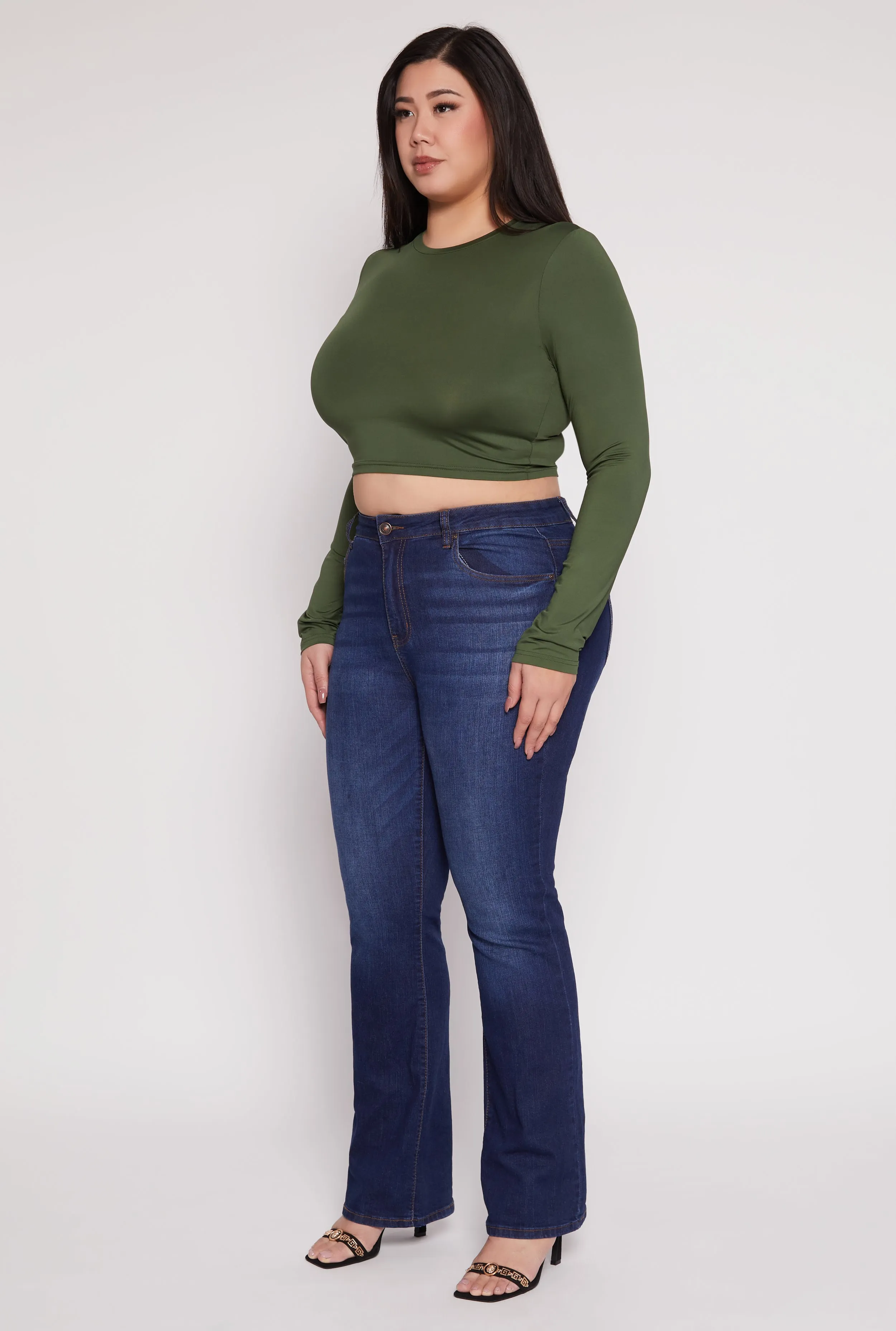 Plus Size Daisy Long Sleeve Crop Top sold by Rainbow product image thumbnail 3