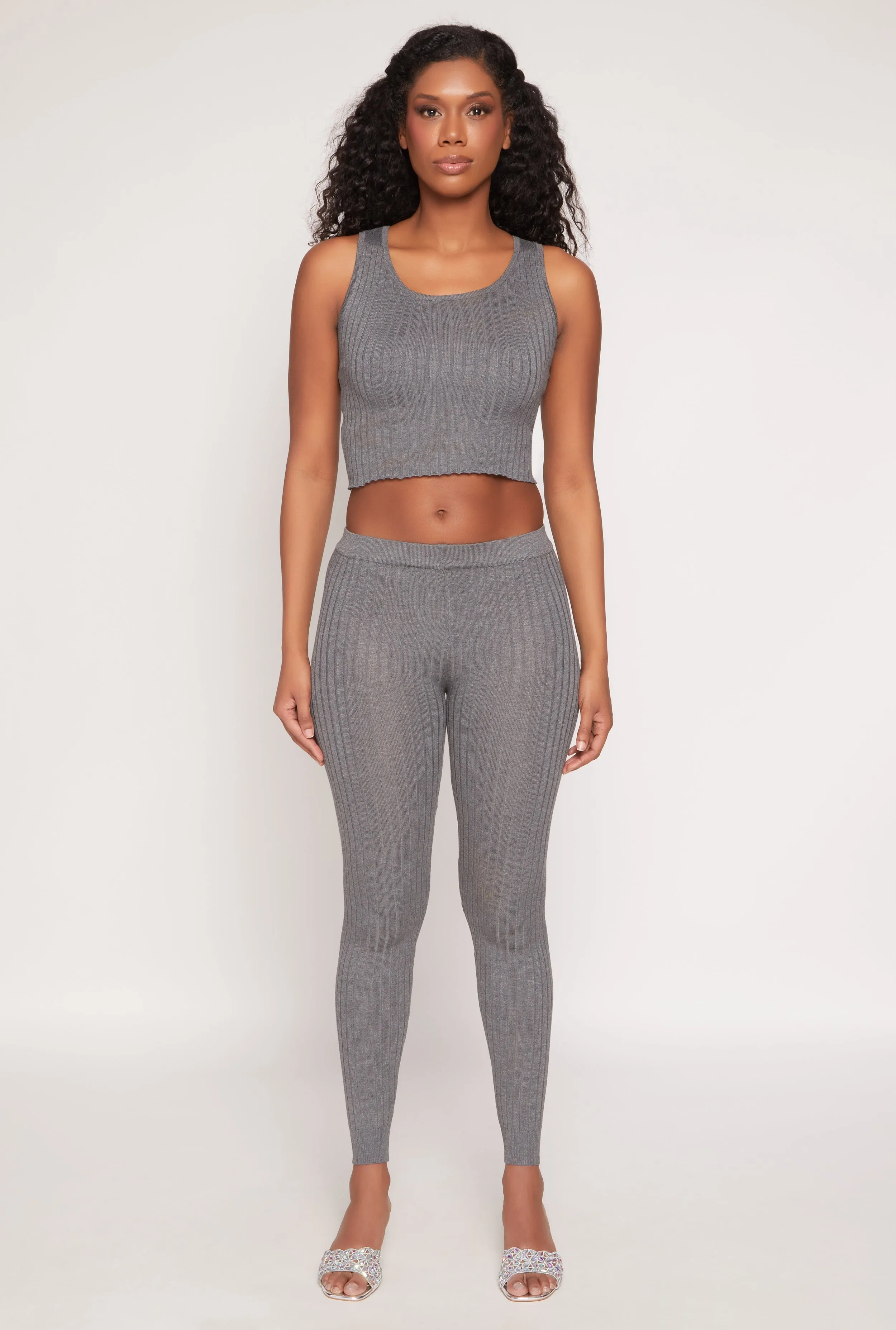 Daisy Ribbed Knit High Waisted Leggings sold by Rainbow