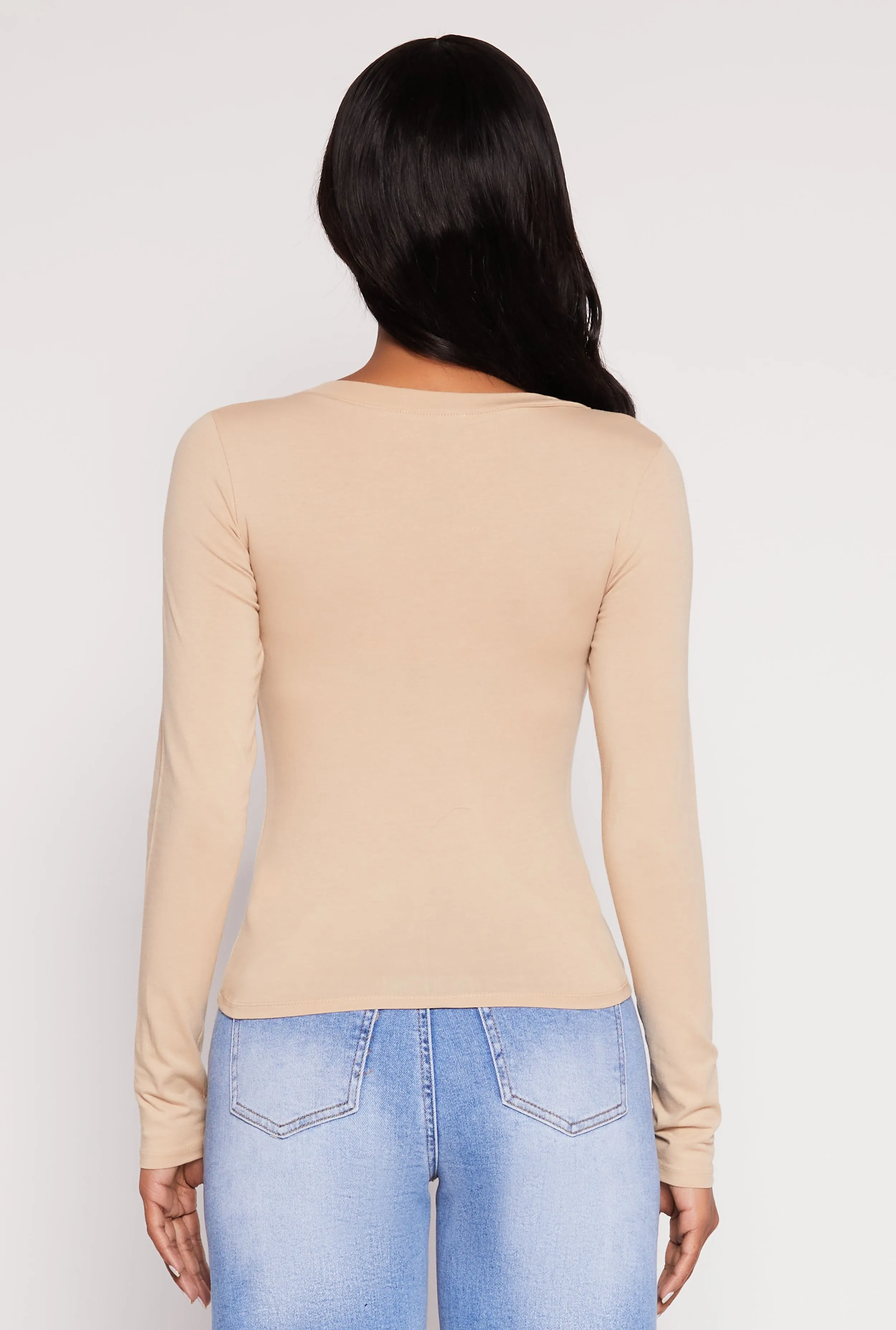Basic Long Sleeve V Neck Top sold by Rainbow product image thumbnail 5