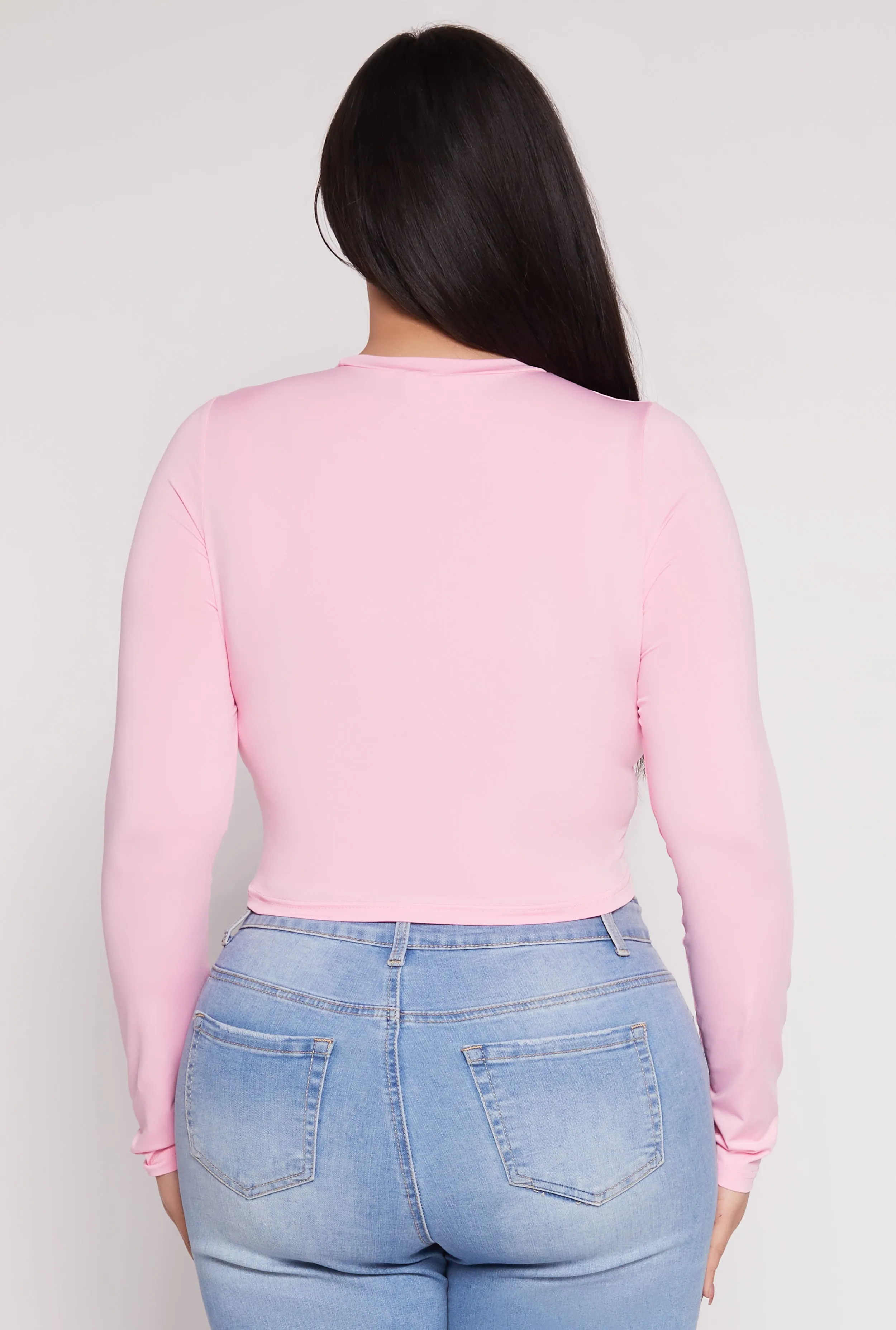 Plus Size Daisy Long Sleeve Crop Top sold by Rainbow product image thumbnail 5
