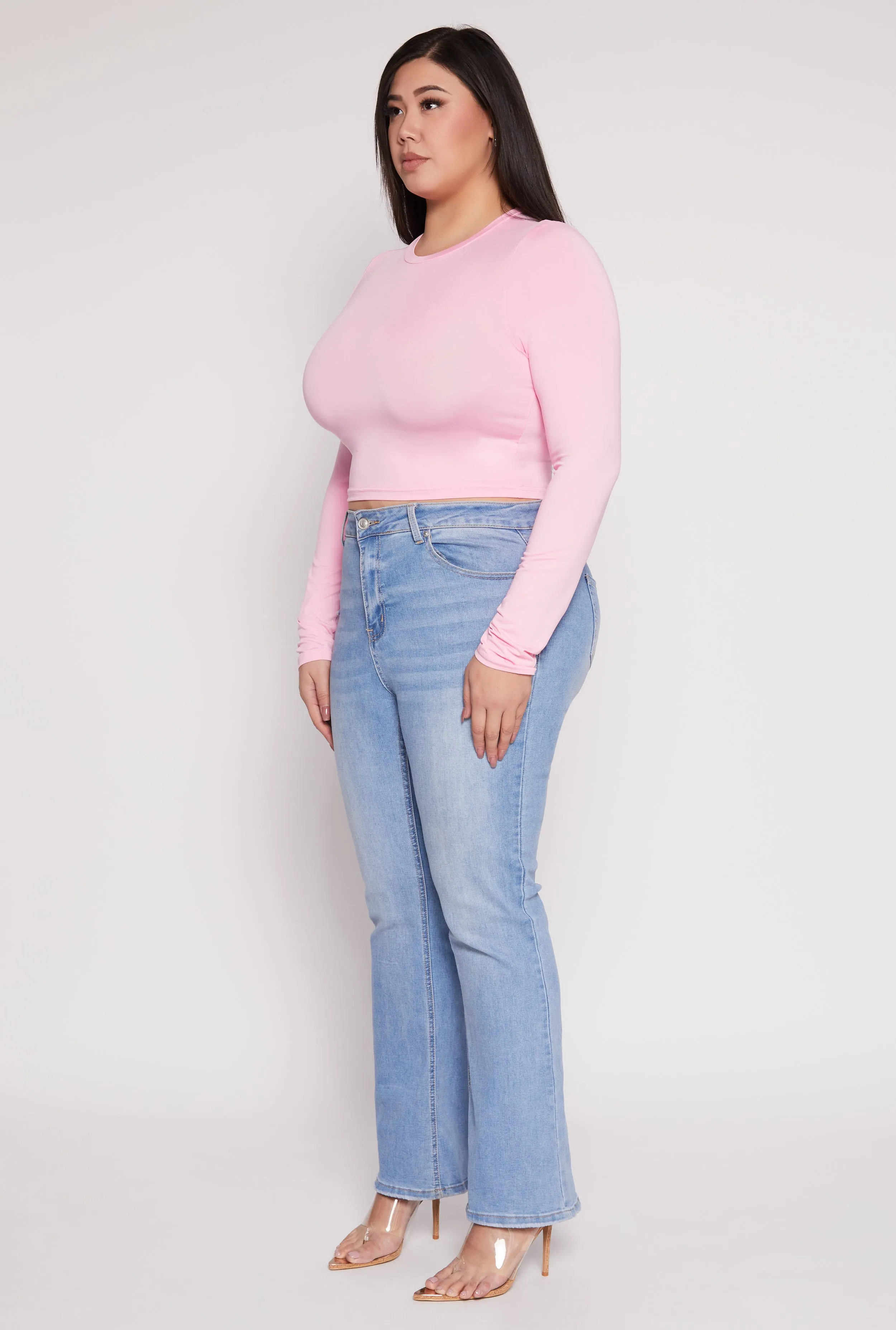 Plus Size Daisy Long Sleeve Crop Top sold by Rainbow product image thumbnail 3