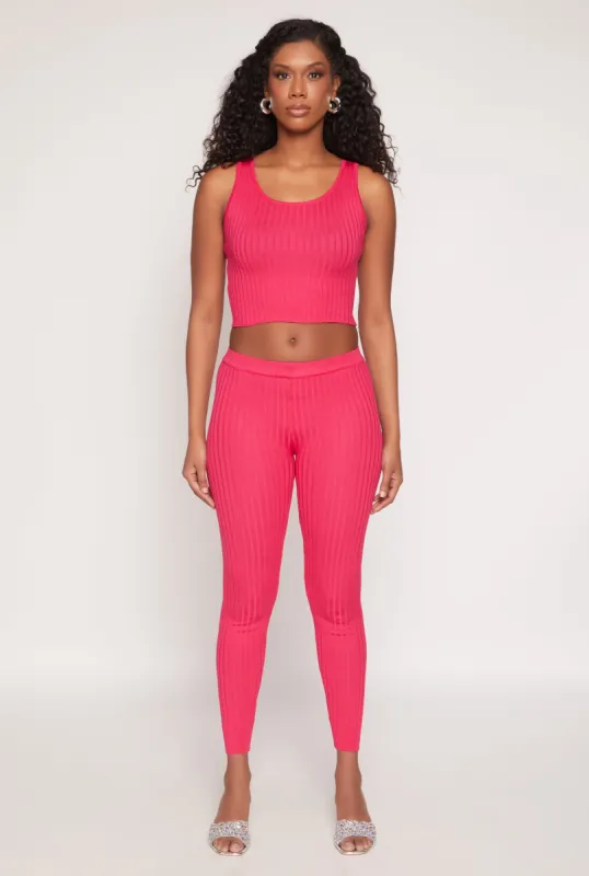 Daisy Ribbed Knit High Waisted Leggings sold by Rainbow