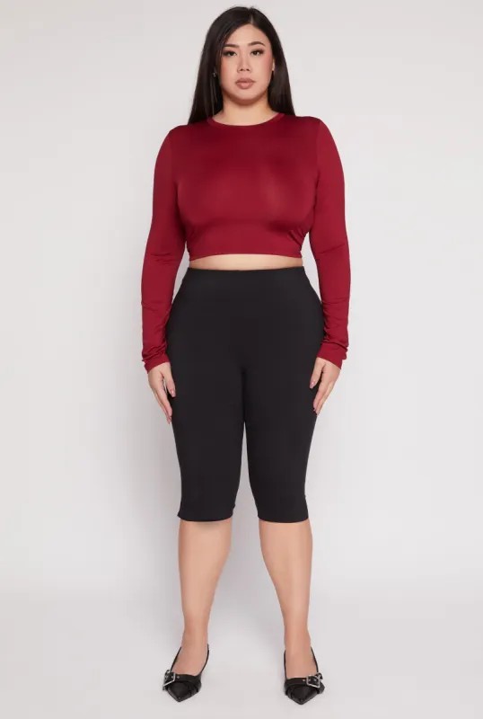 Plus Size Daisy Long Sleeve Crop Top sold by Rainbow