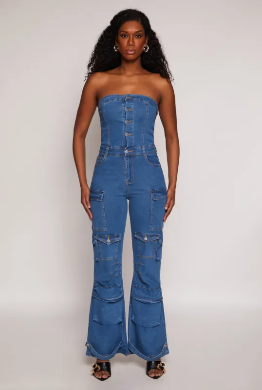 Daisy Denim Cargo Pocket Jumpsuit sold by Rainbow