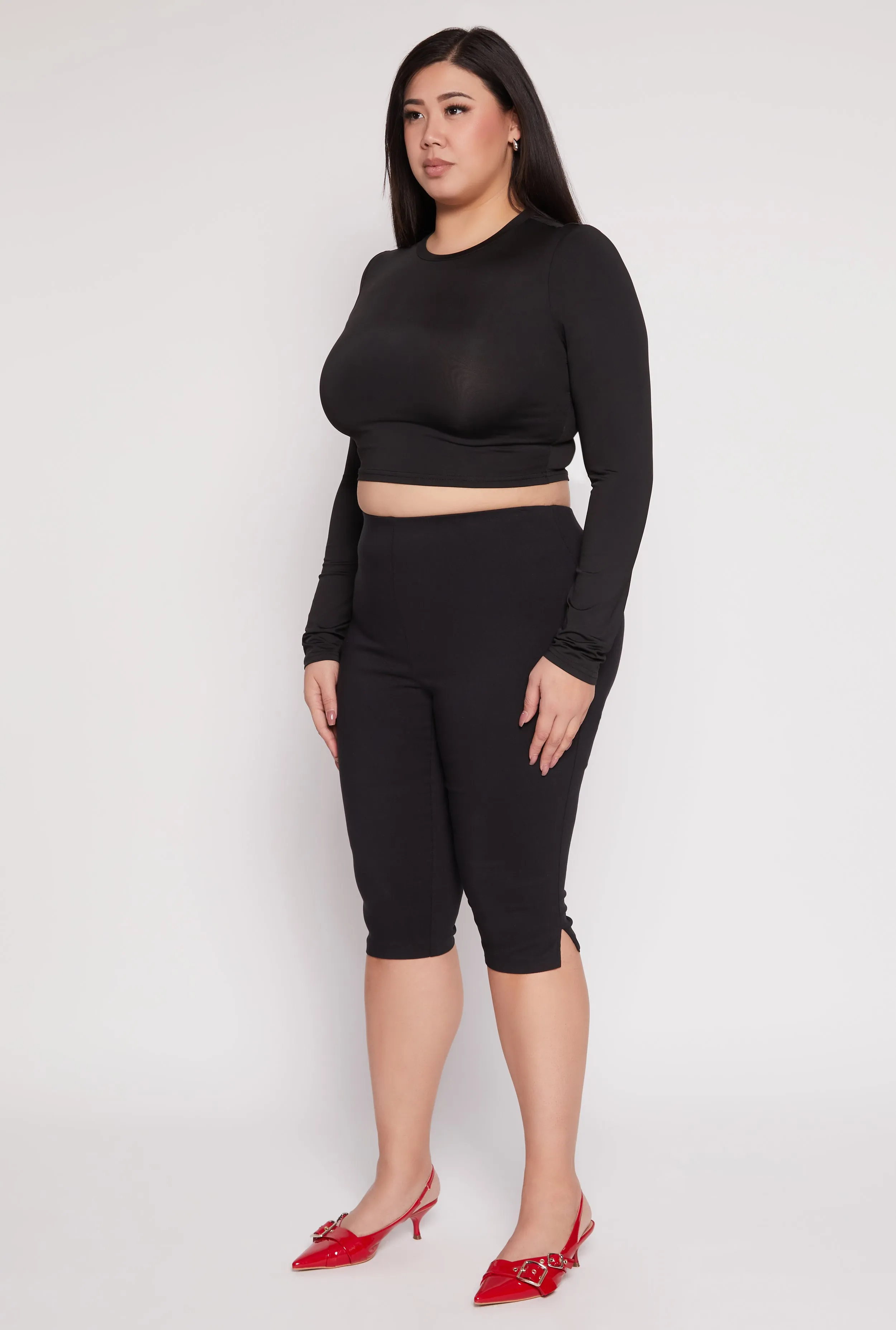 Plus Size Daisy Long Sleeve Crop Top sold by Rainbow product image thumbnail 3