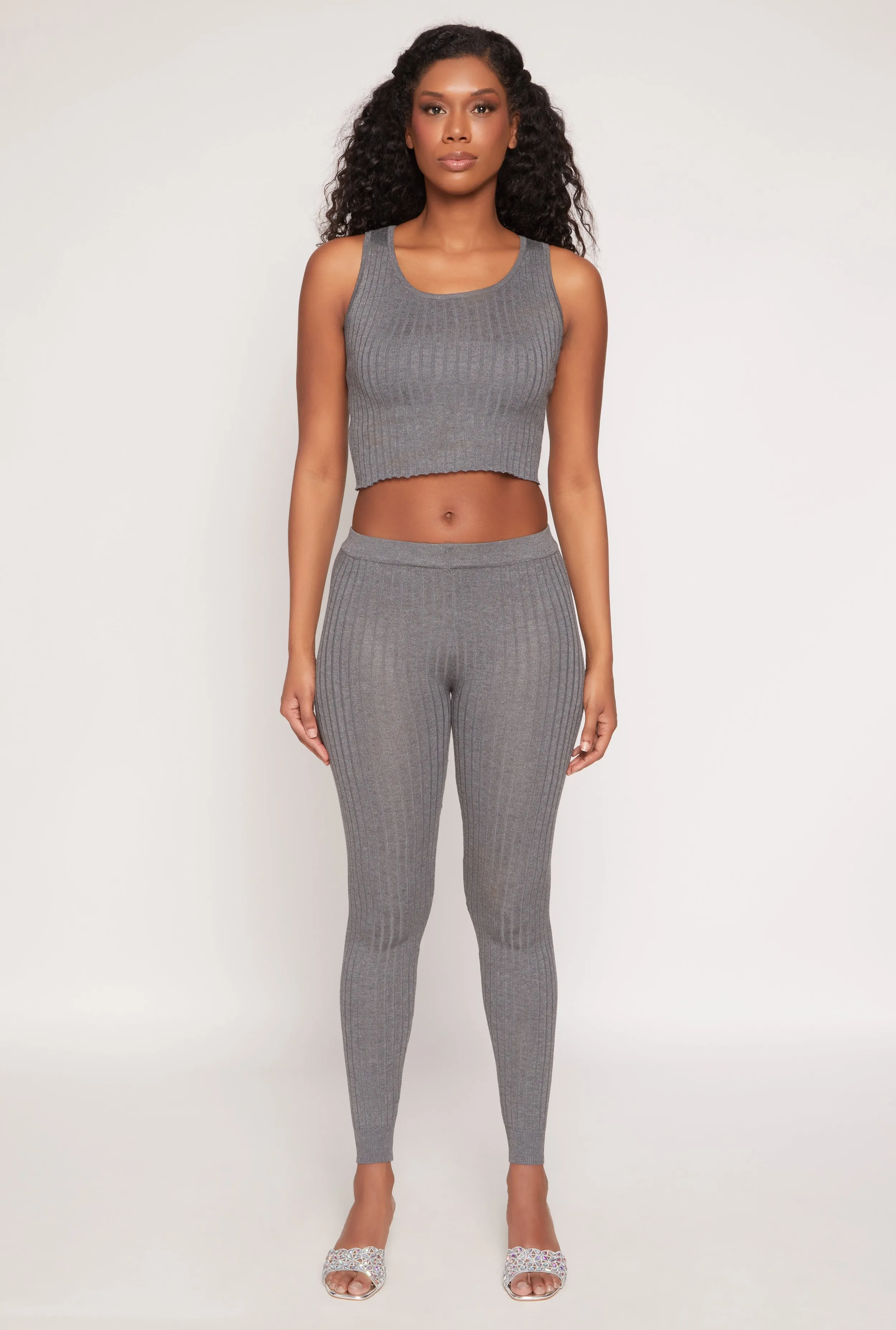 Daisy Ribbed Knit Cropped Tank Top sold by Rainbow product image thumbnail 2