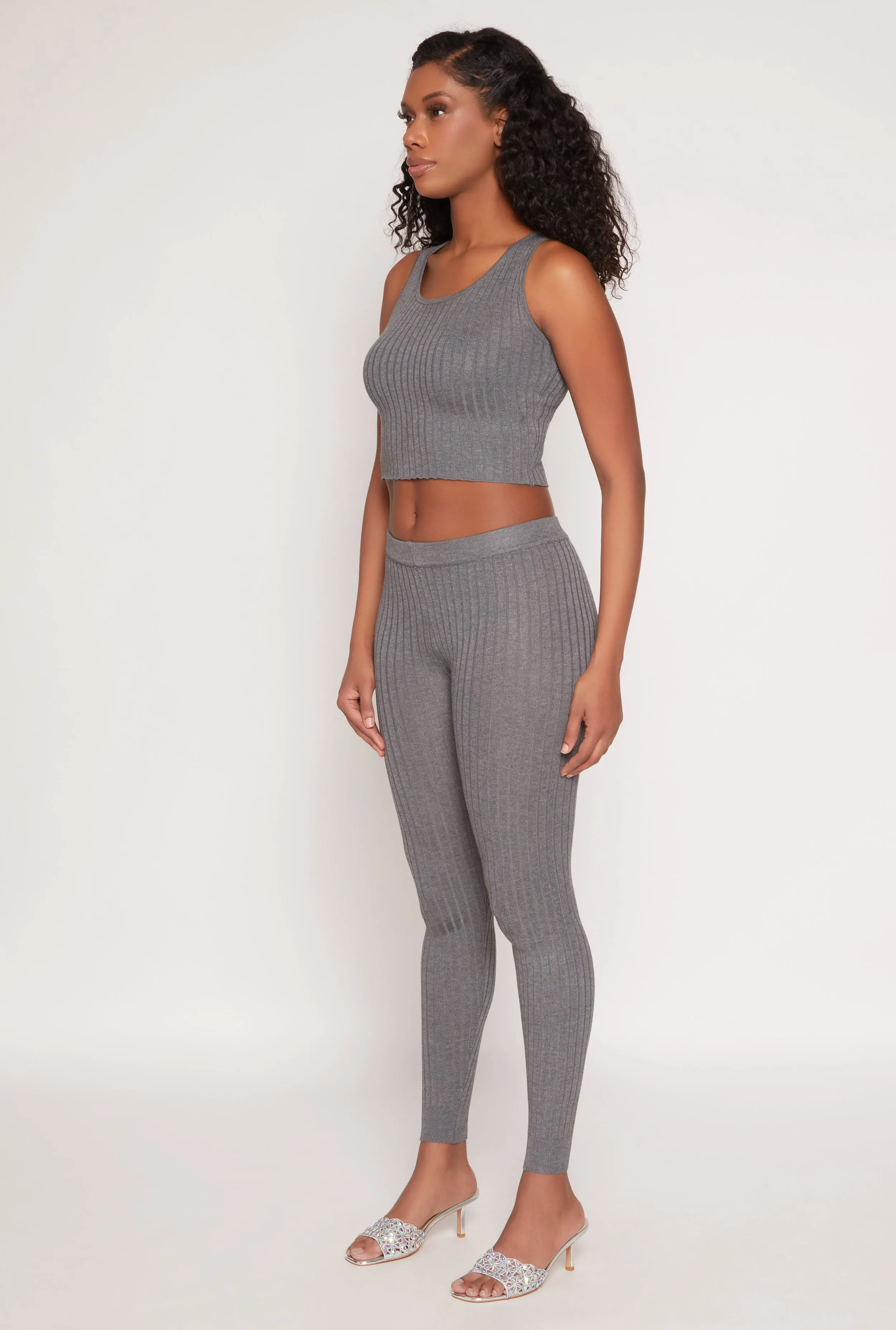 Daisy Ribbed Knit Cropped Tank Top sold by Rainbow product image thumbnail 3