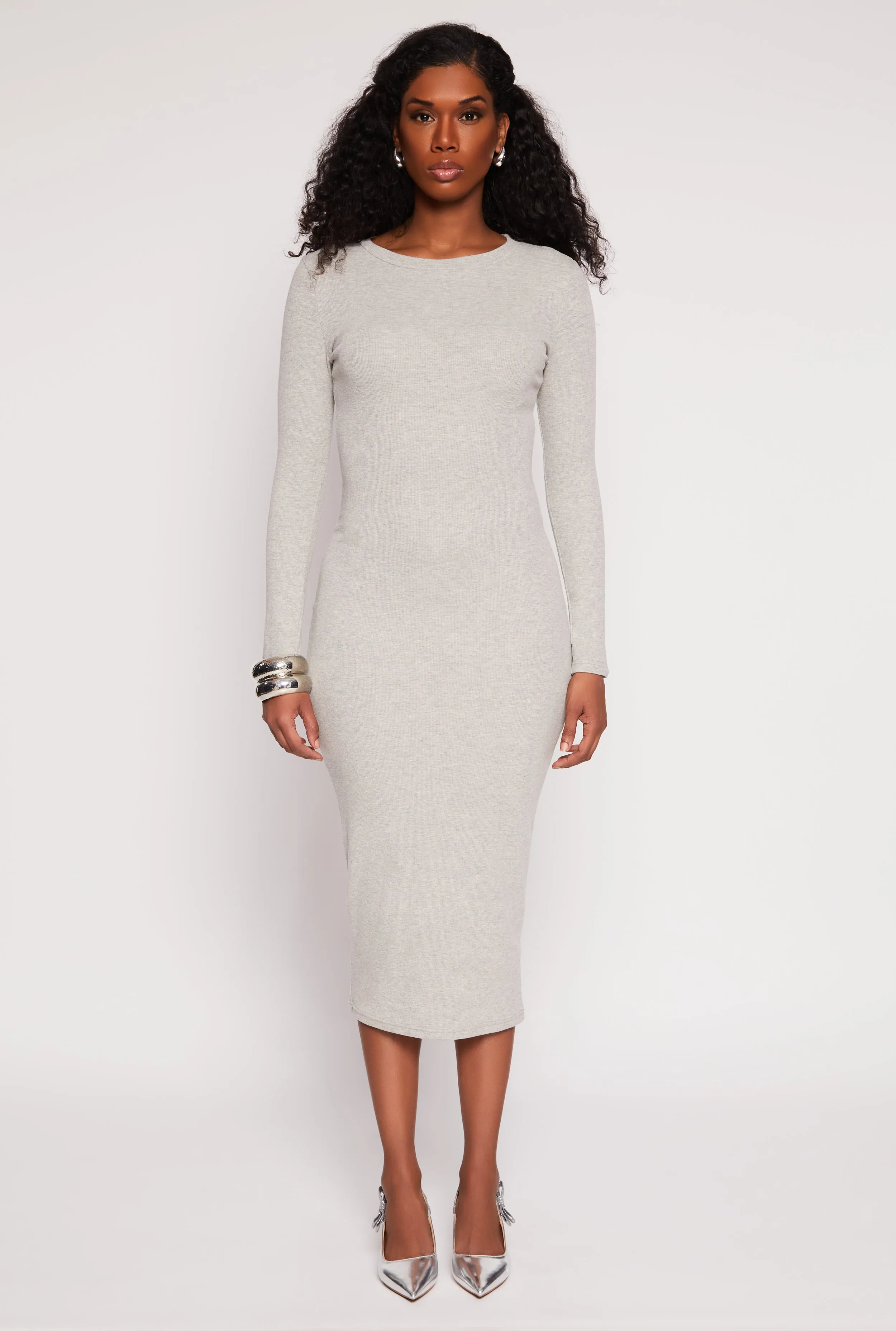 Daisy Ribbed Crew Neck Midi Dress sold by Rainbow