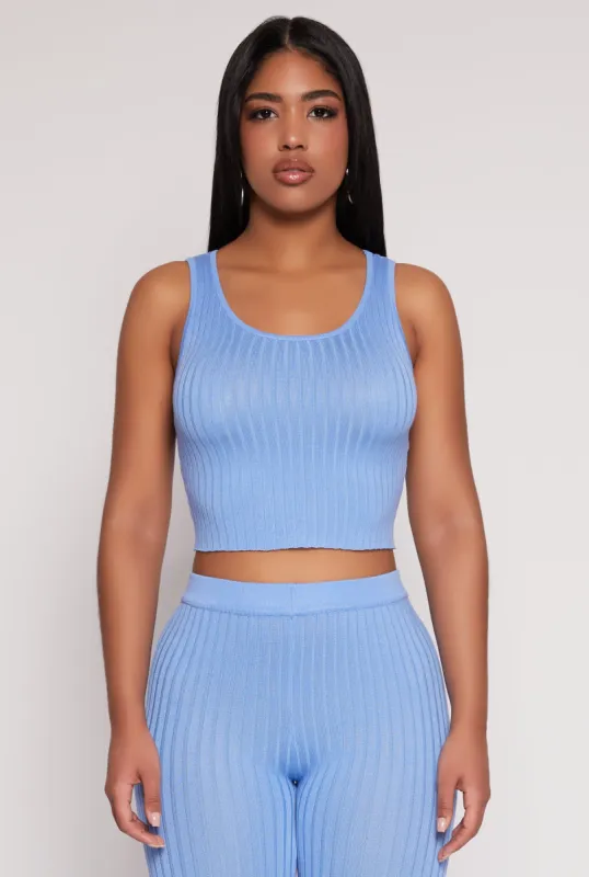 Daisy Ribbed Knit Cropped Tank Top sold by Rainbow