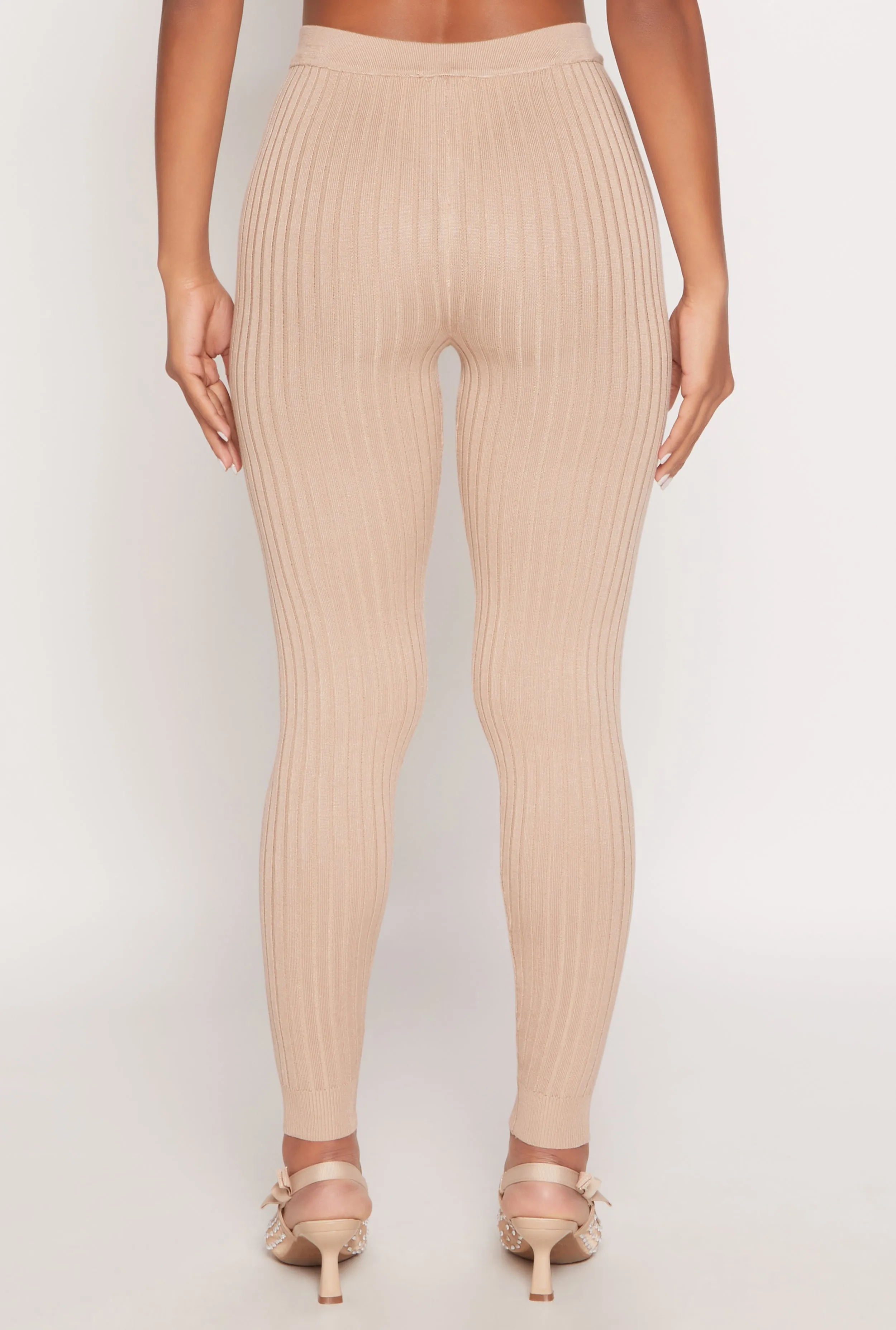 Daisy Ribbed Knit High Waisted Leggings sold by Rainbow product image thumbnail 3
