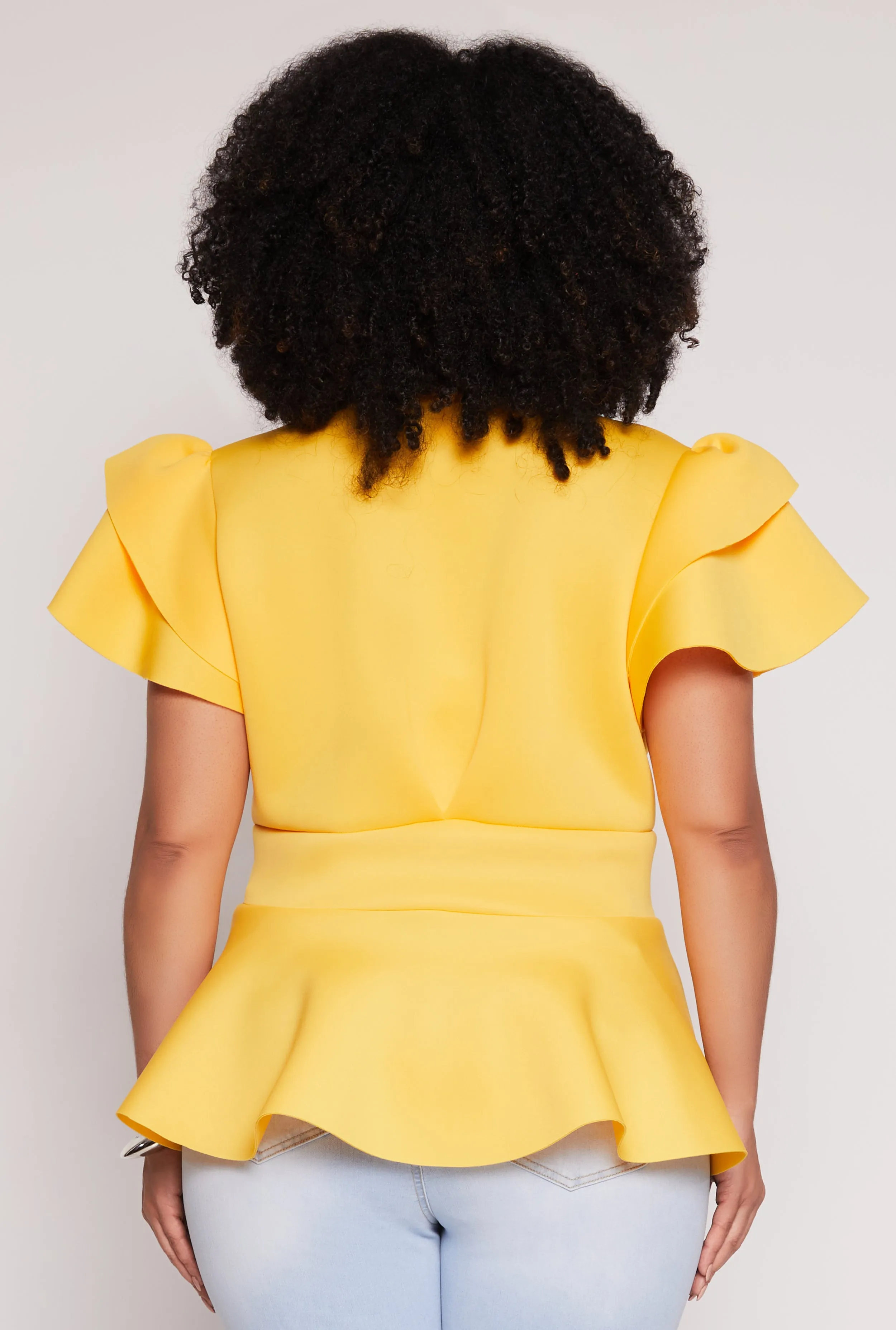 Plus Size Tiered Sleeve Tie Waist Peplum Top sold by Rainbow product image thumbnail 5