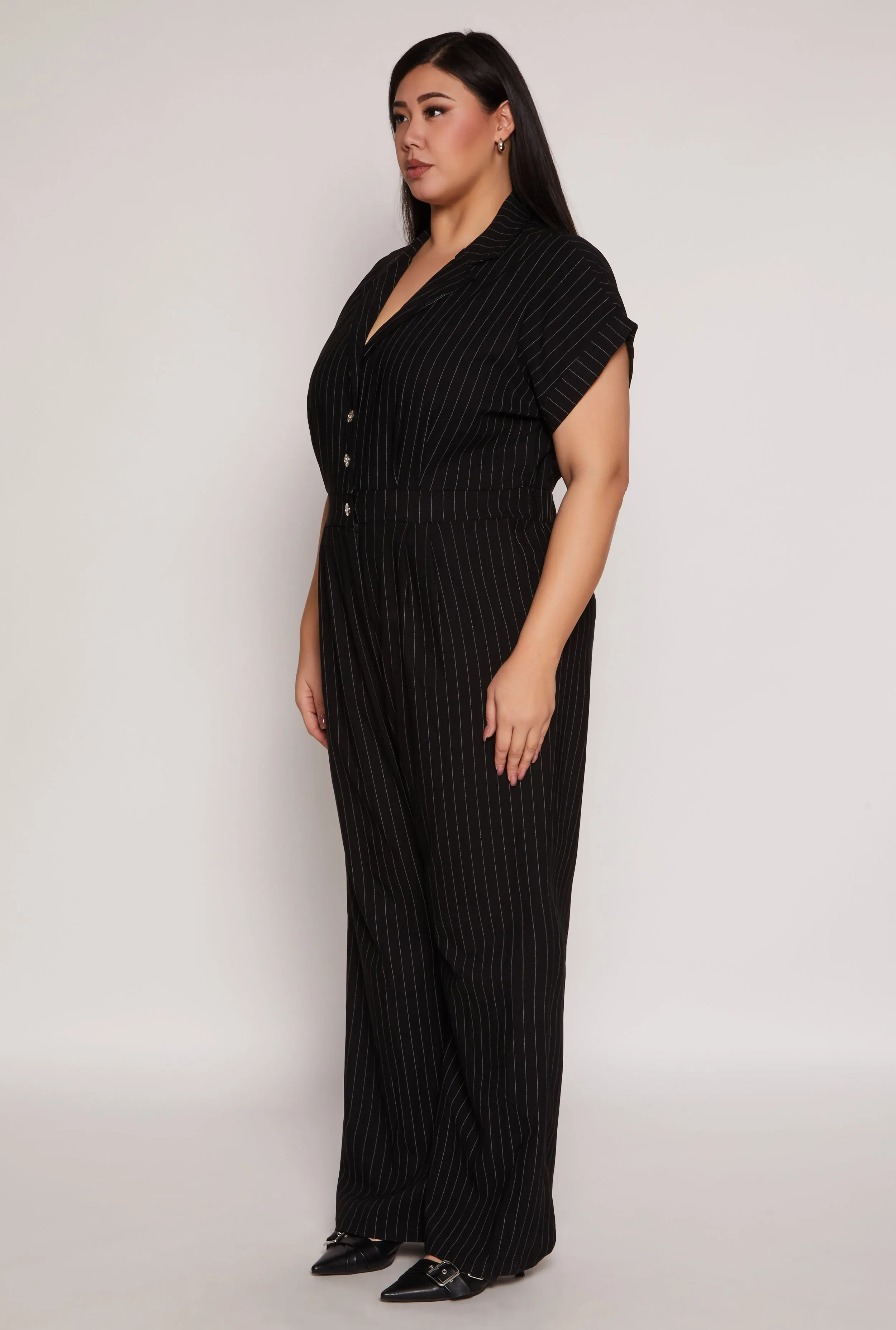 Plus Size Pinstripe Wide Leg Jumpsuit sold by Rainbow product image thumbnail 2