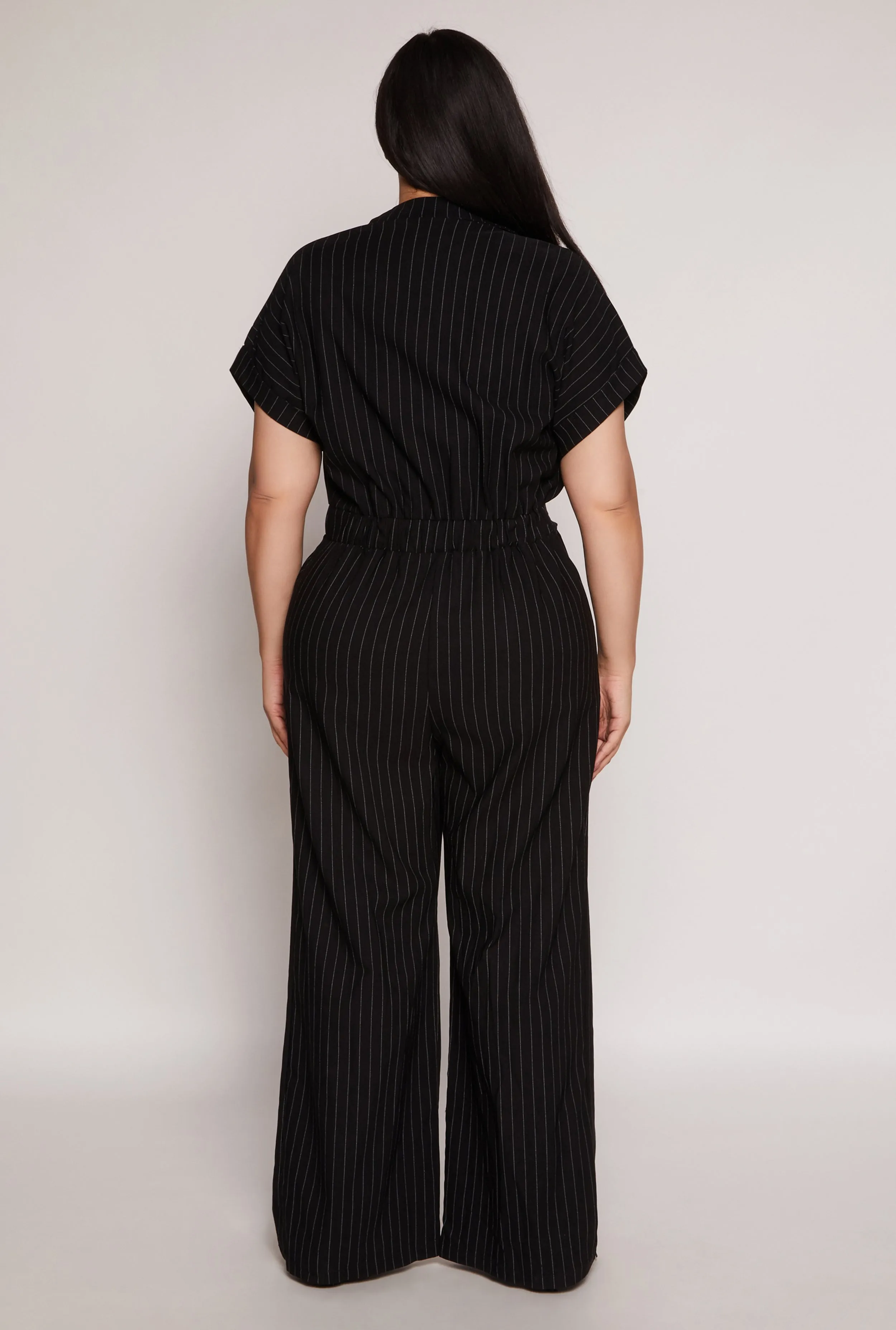 Plus Size Pinstripe Wide Leg Jumpsuit sold by Rainbow product image thumbnail 3
