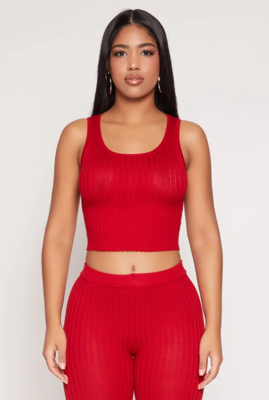 Daisy Ribbed Knit Cropped Tank Top sold by Rainbow