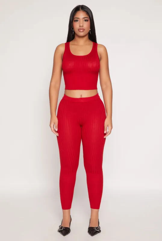 Daisy Ribbed Knit High Waisted Leggings sold by Rainbow