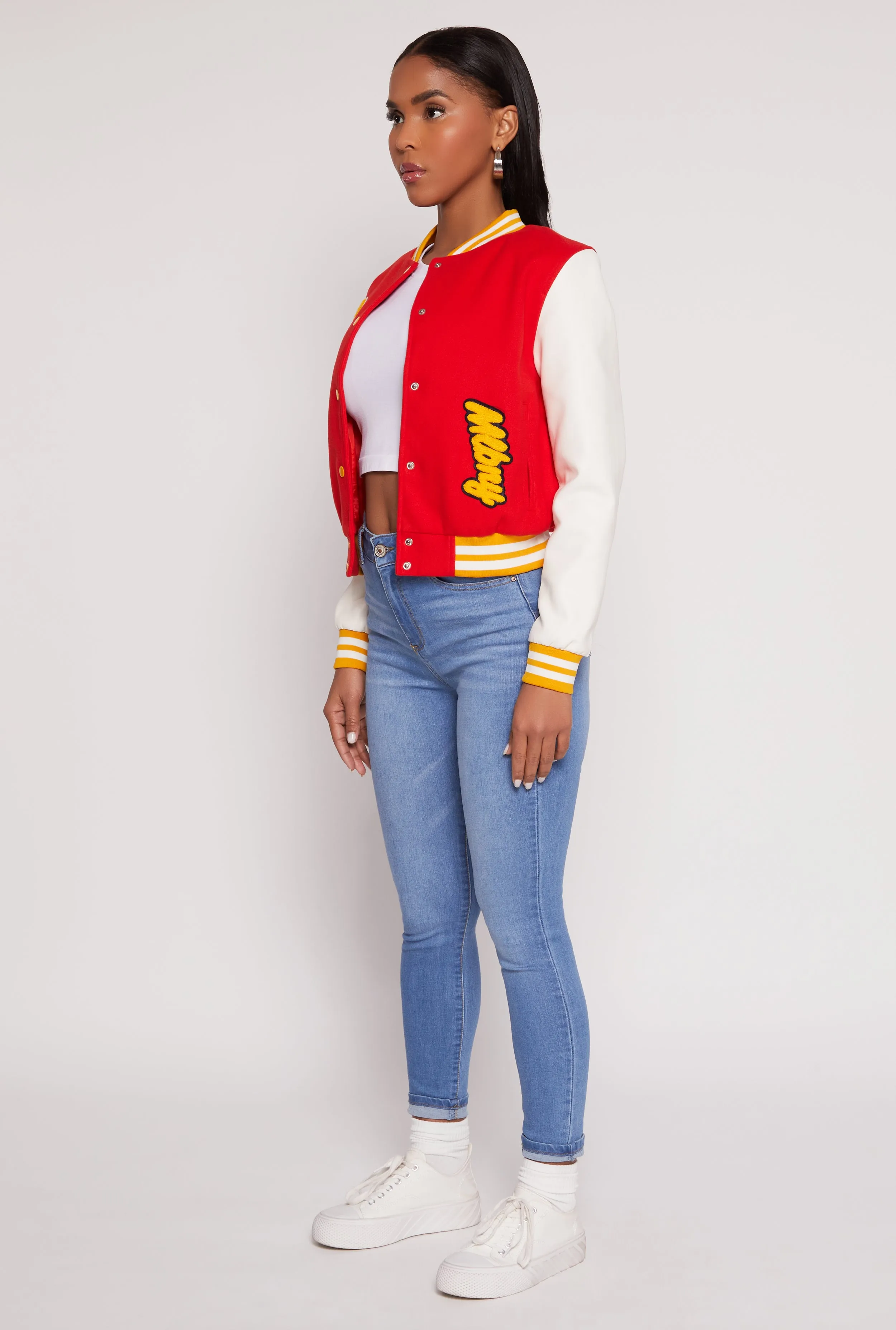 Daisy B Initial Baseball Patch Varsity Jacket sold by Rainbow product image thumbnail 3
