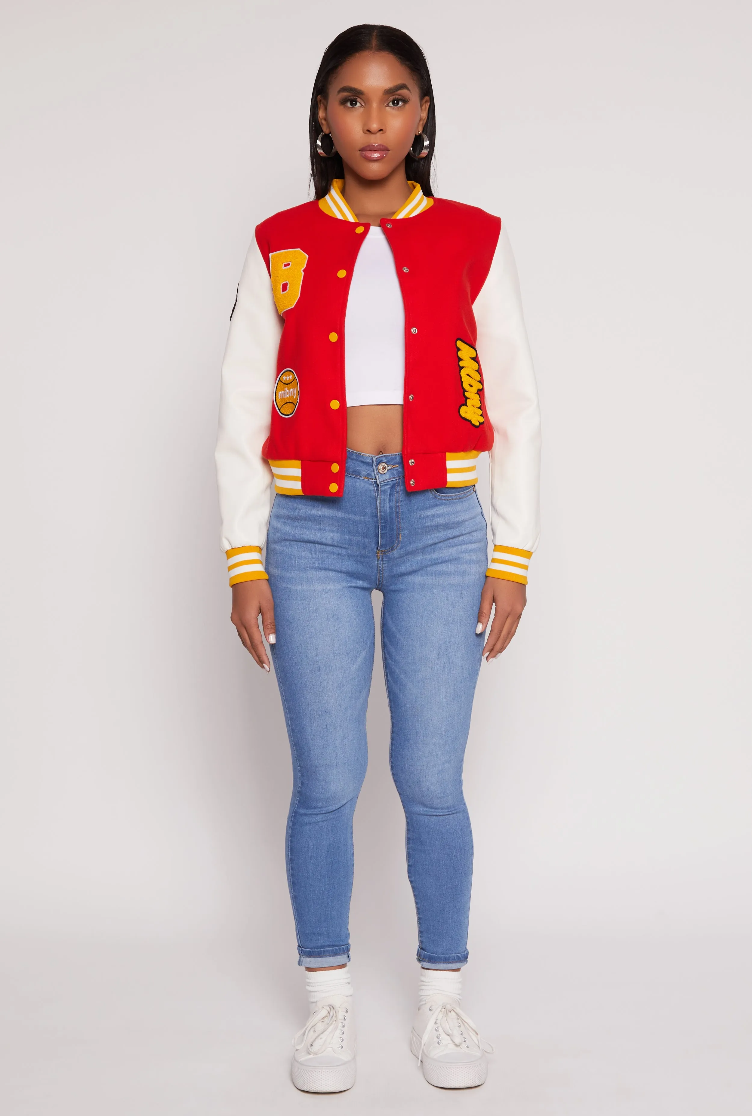 Daisy B Initial Baseball Patch Varsity Jacket sold by Rainbow product image thumbnail 2