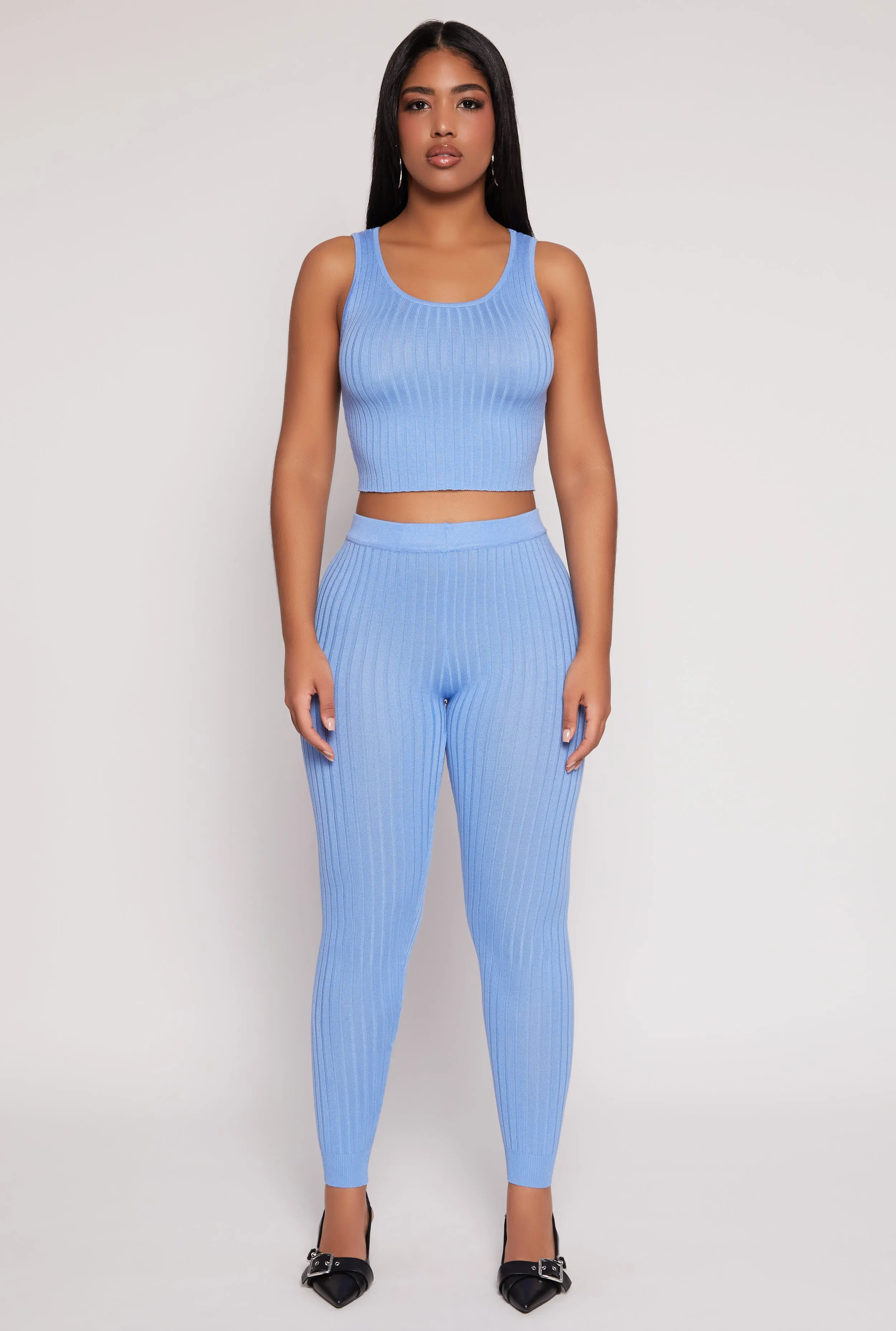 Daisy Ribbed Knit High Waisted Leggings sold by Rainbow
