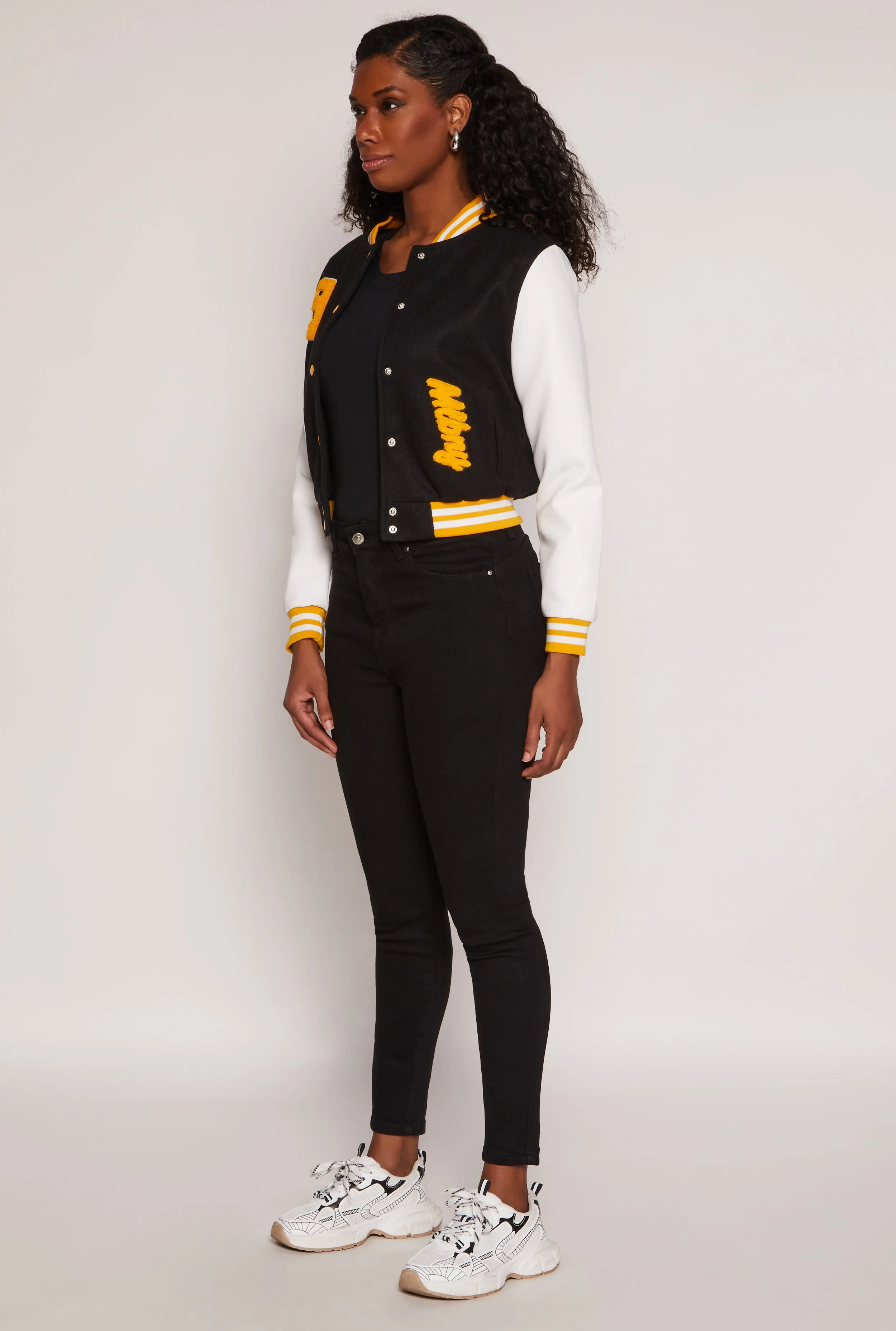 Daisy B Initial Baseball Patch Varsity Jacket sold by Rainbow product image thumbnail 3