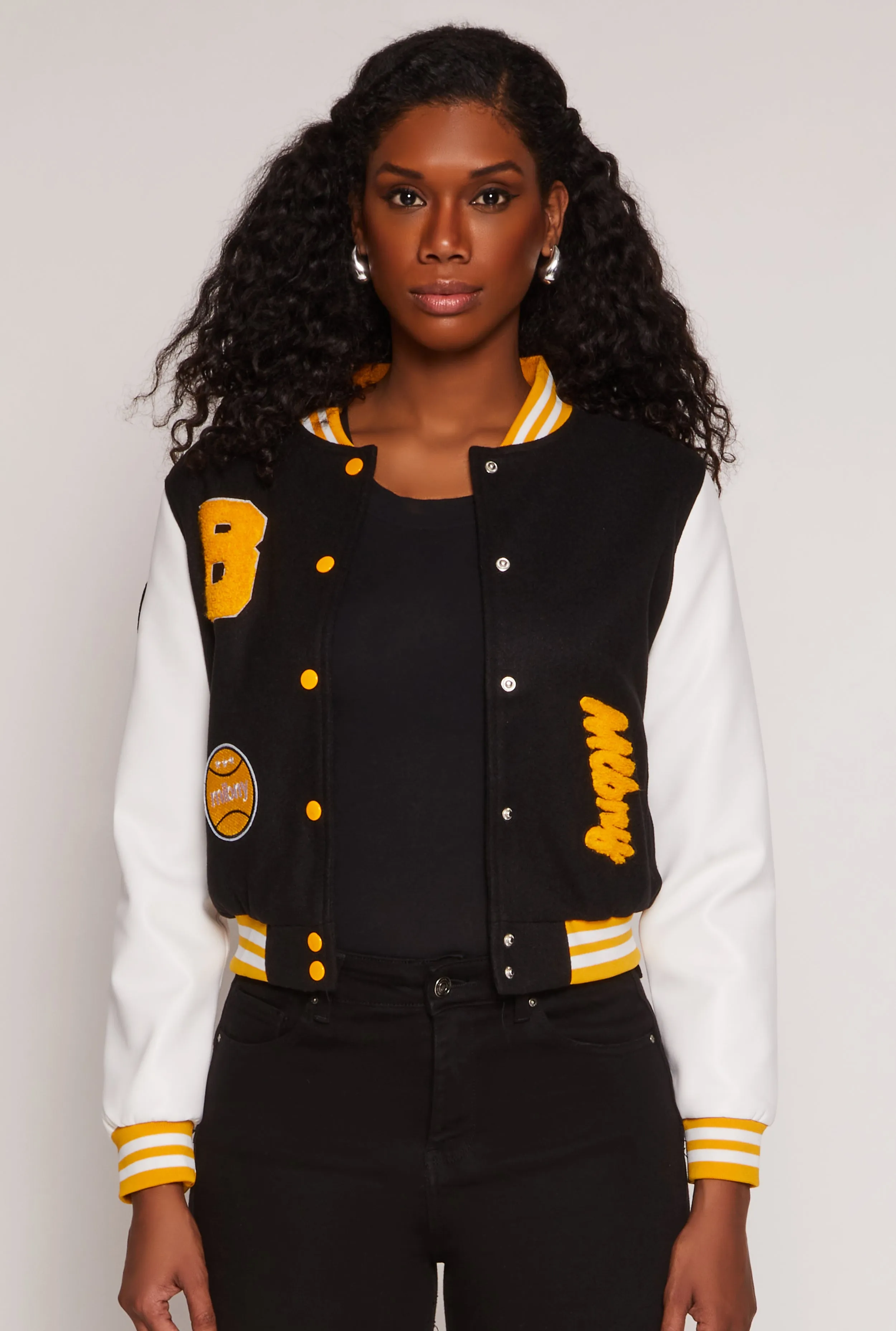 Daisy B Initial Baseball Patch Varsity Jacket sold by Rainbow product image thumbnail 2