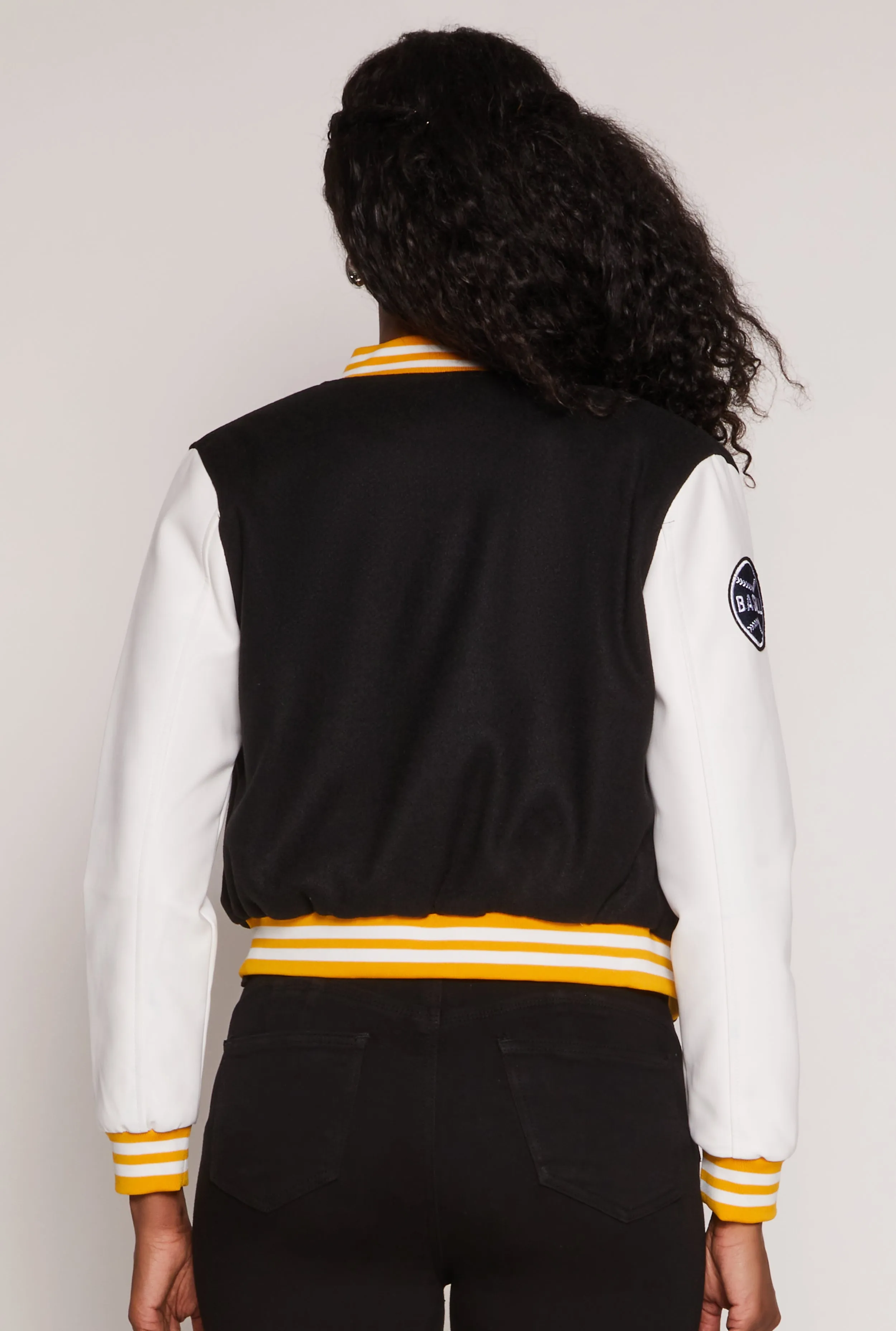 Daisy B Initial Baseball Patch Varsity Jacket sold by Rainbow product image thumbnail 5