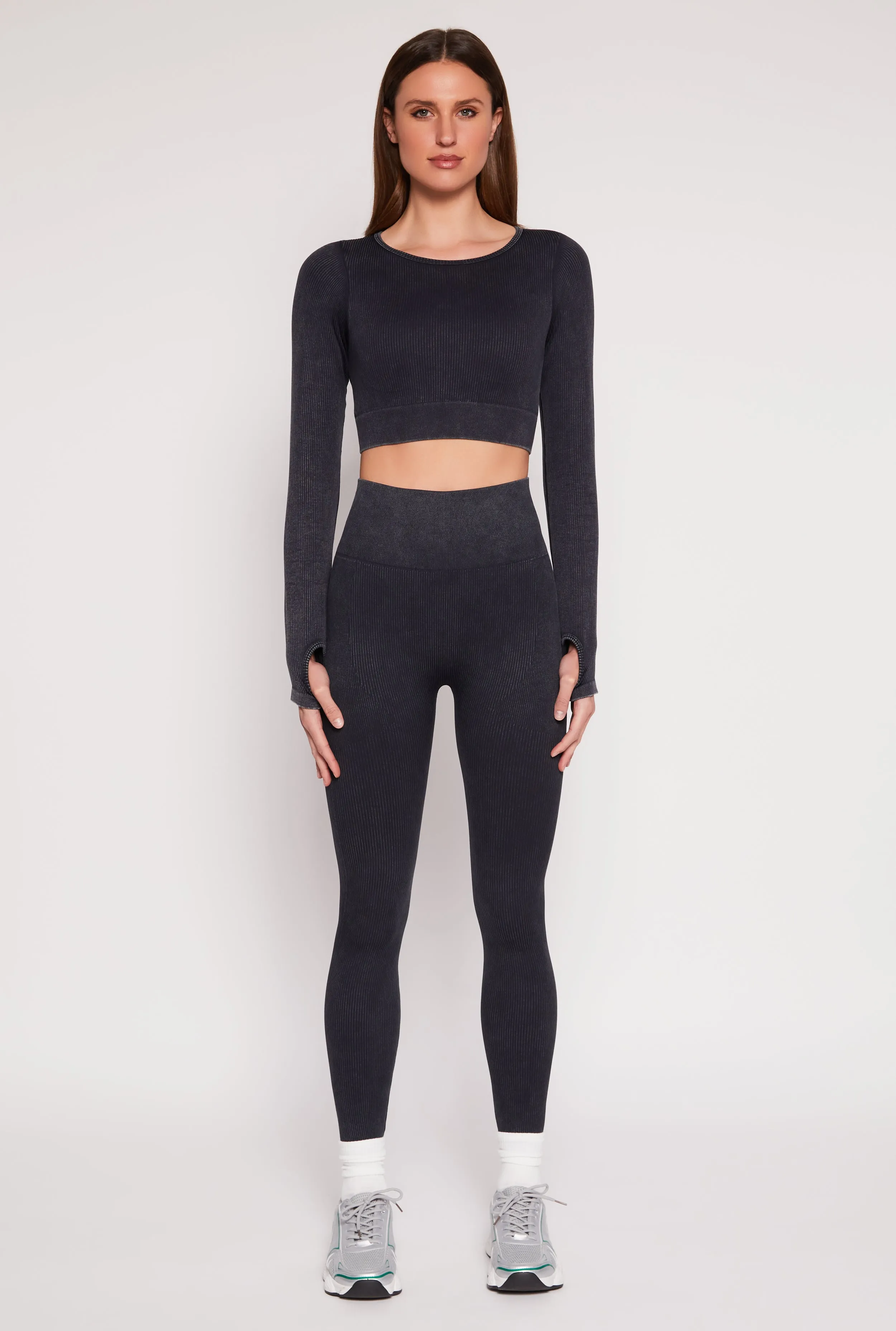 Daisy Ribbed Knit Long Sleeve Crop Top sold by Rainbow product image thumbnail 2