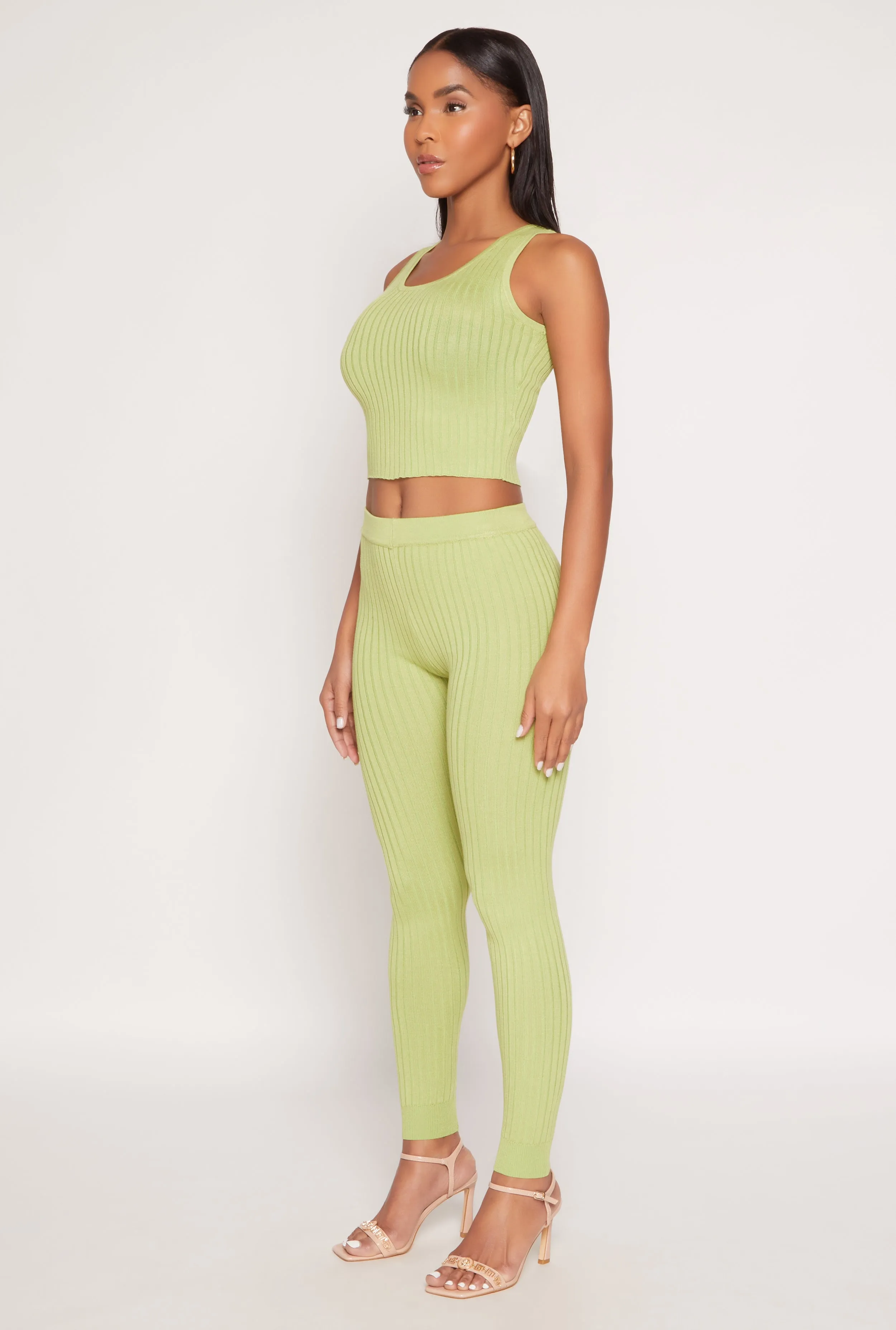 Daisy Ribbed Knit Cropped Tank Top sold by Rainbow product image thumbnail 3