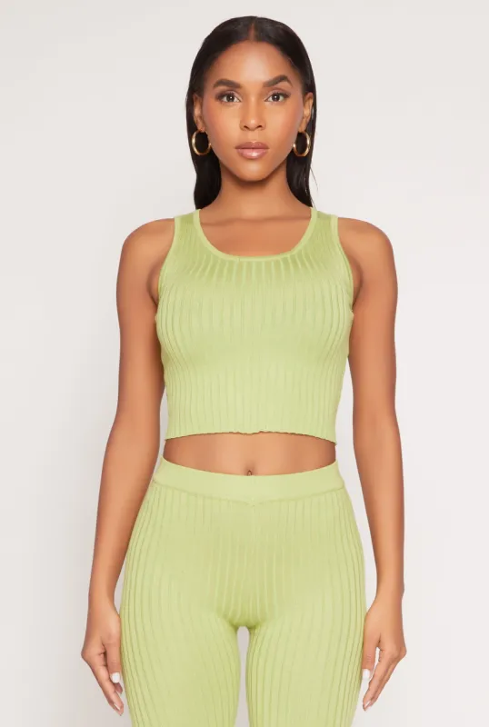 Daisy Ribbed Knit Cropped Tank Top sold by Rainbow