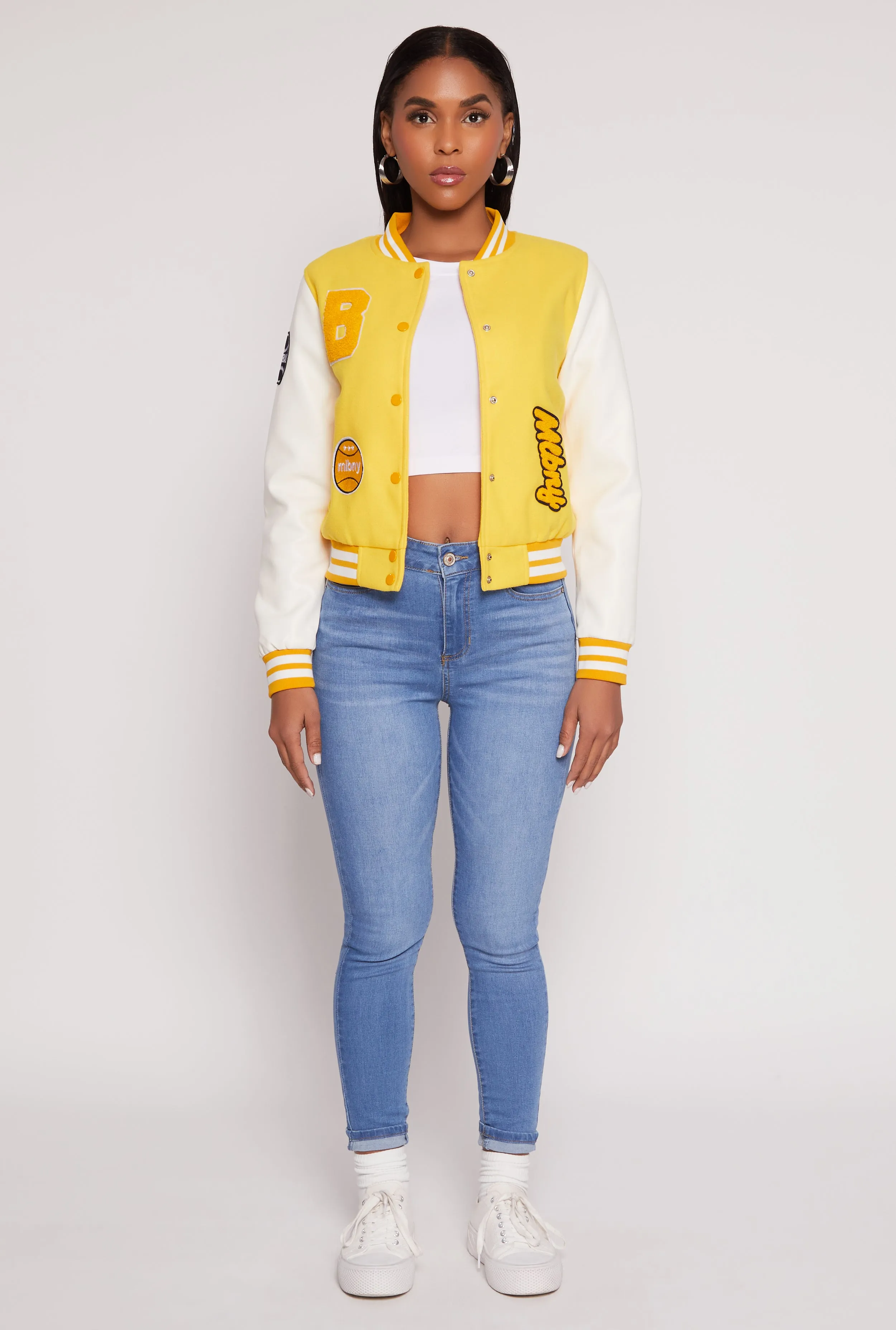 Daisy B Initial Baseball Patch Varsity Jacket sold by Rainbow product image thumbnail 2