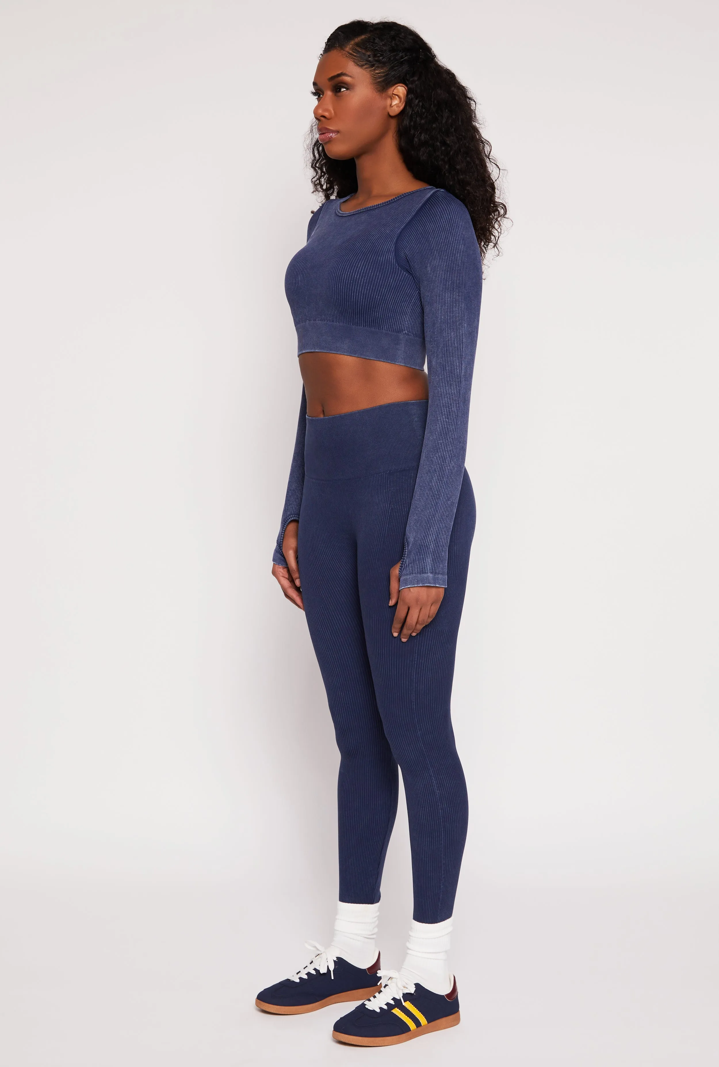 Daisy Ribbed Knit Long Sleeve Crop Top sold by Rainbow product image thumbnail 3