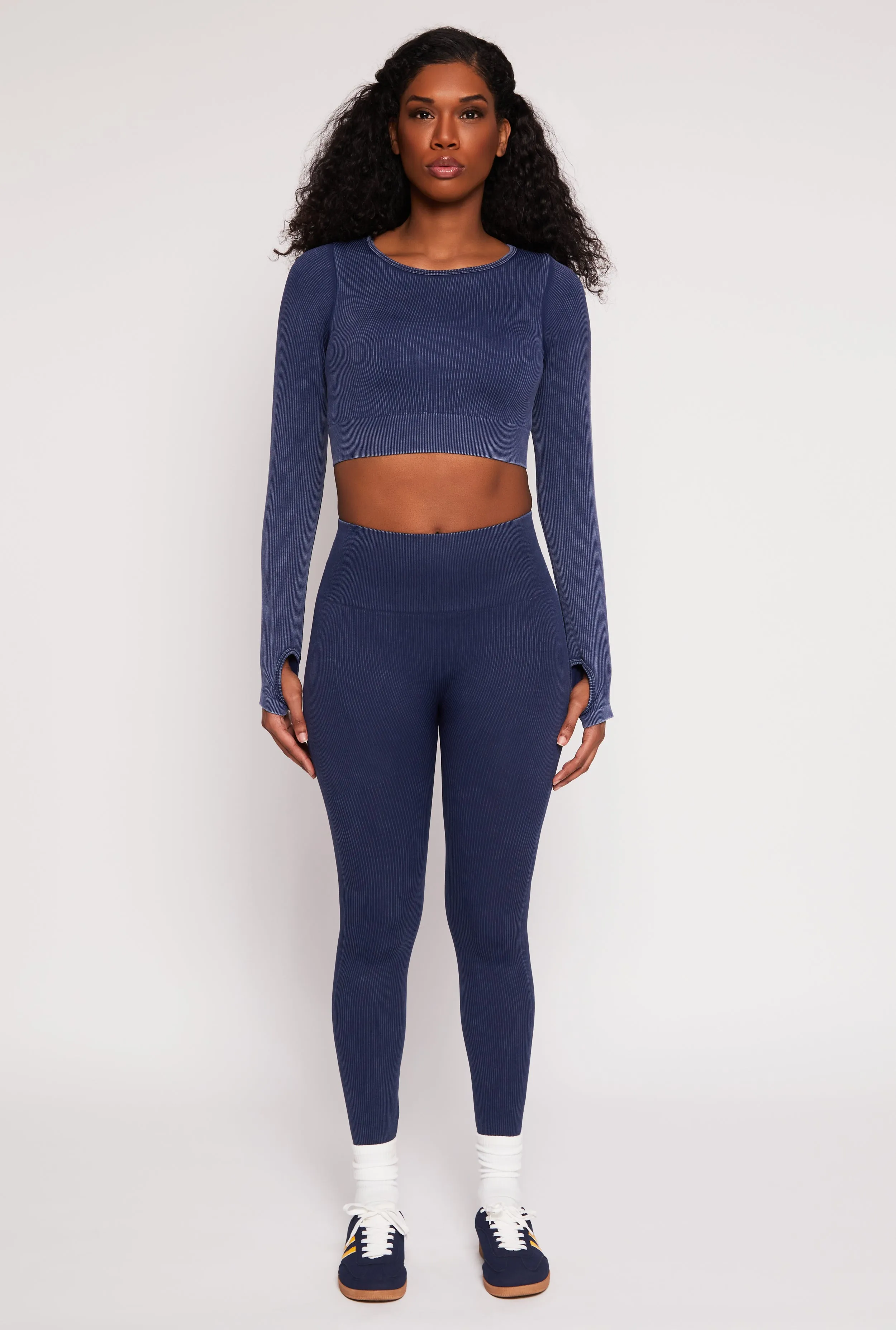 Daisy Ribbed Knit Long Sleeve Crop Top sold by Rainbow product image thumbnail 2