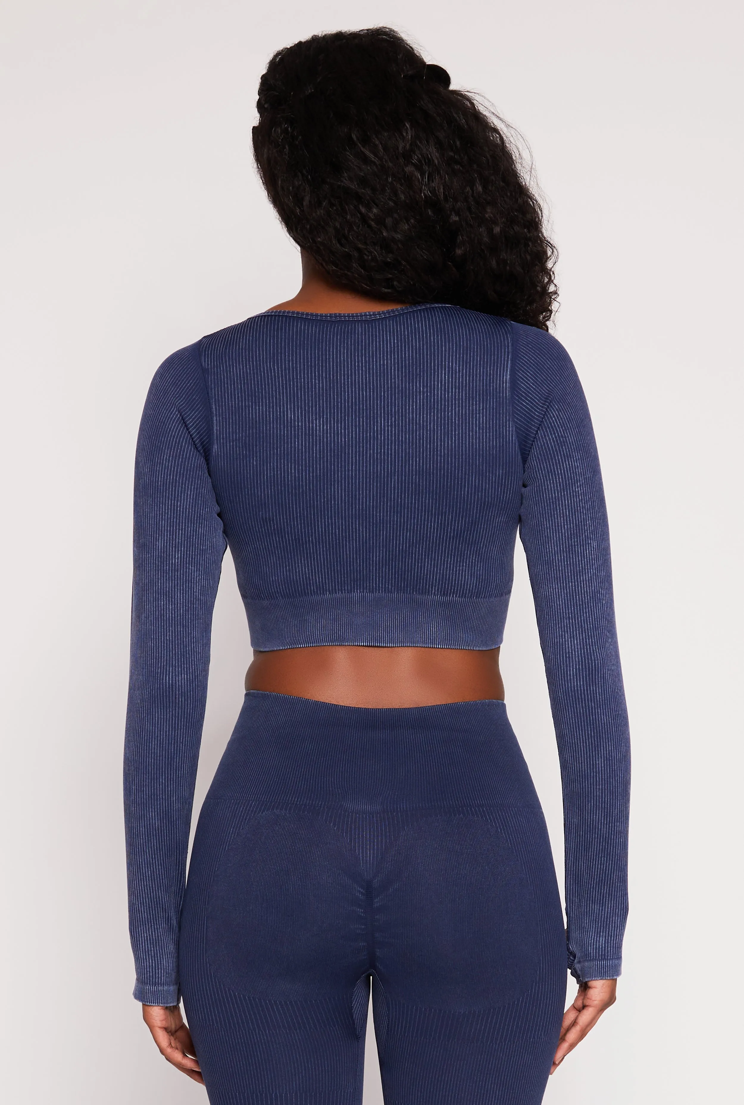 Daisy Ribbed Knit Long Sleeve Crop Top sold by Rainbow product image thumbnail 5