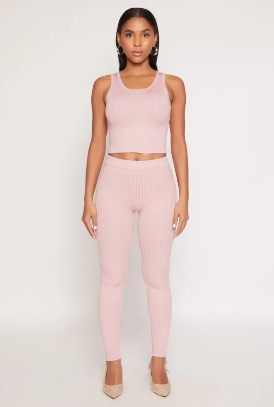 Daisy Ribbed Knit High Waisted Leggings sold by Rainbow